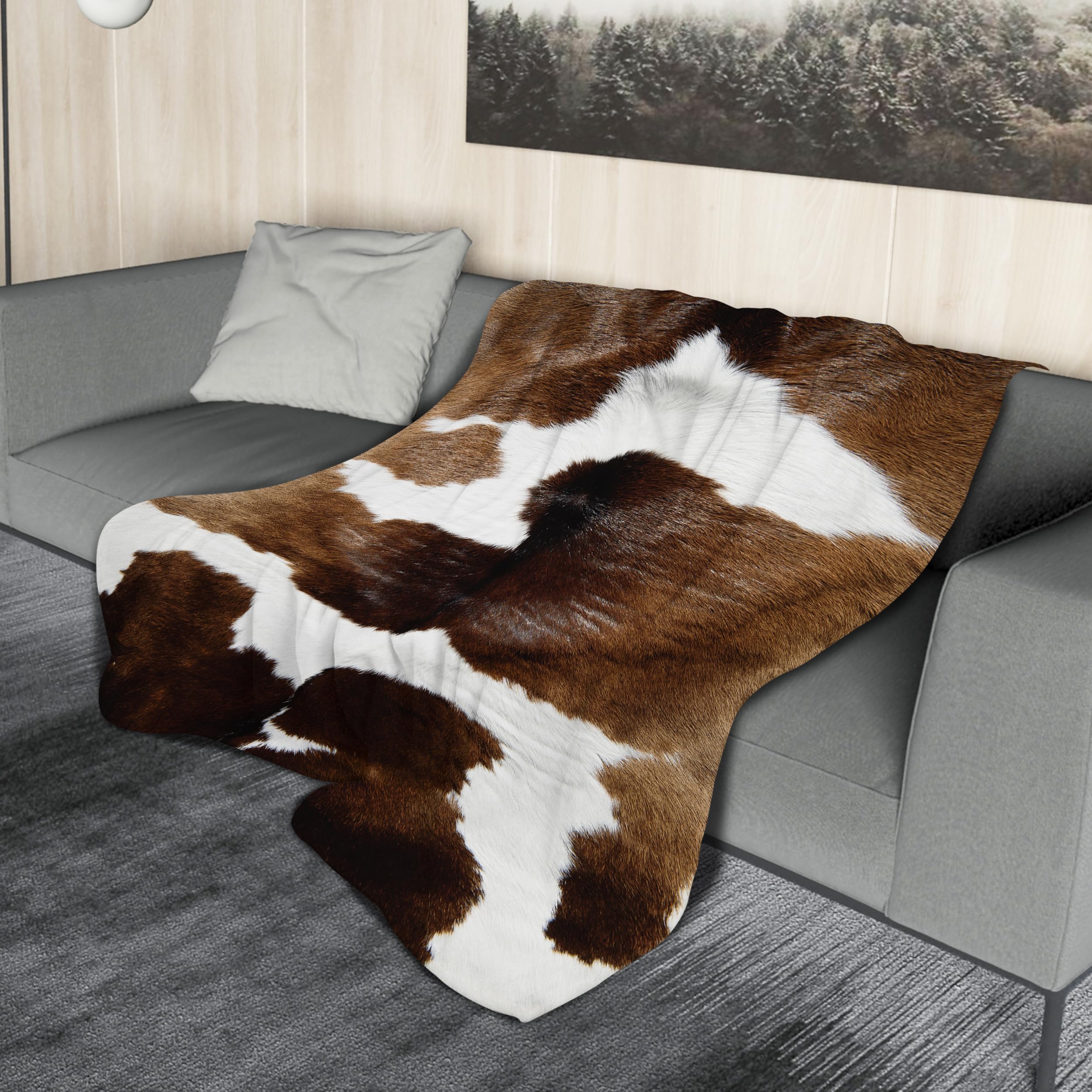 Amazon.com: Brown Cow Print Throw Blanket Cowhide Lightweight Cozy