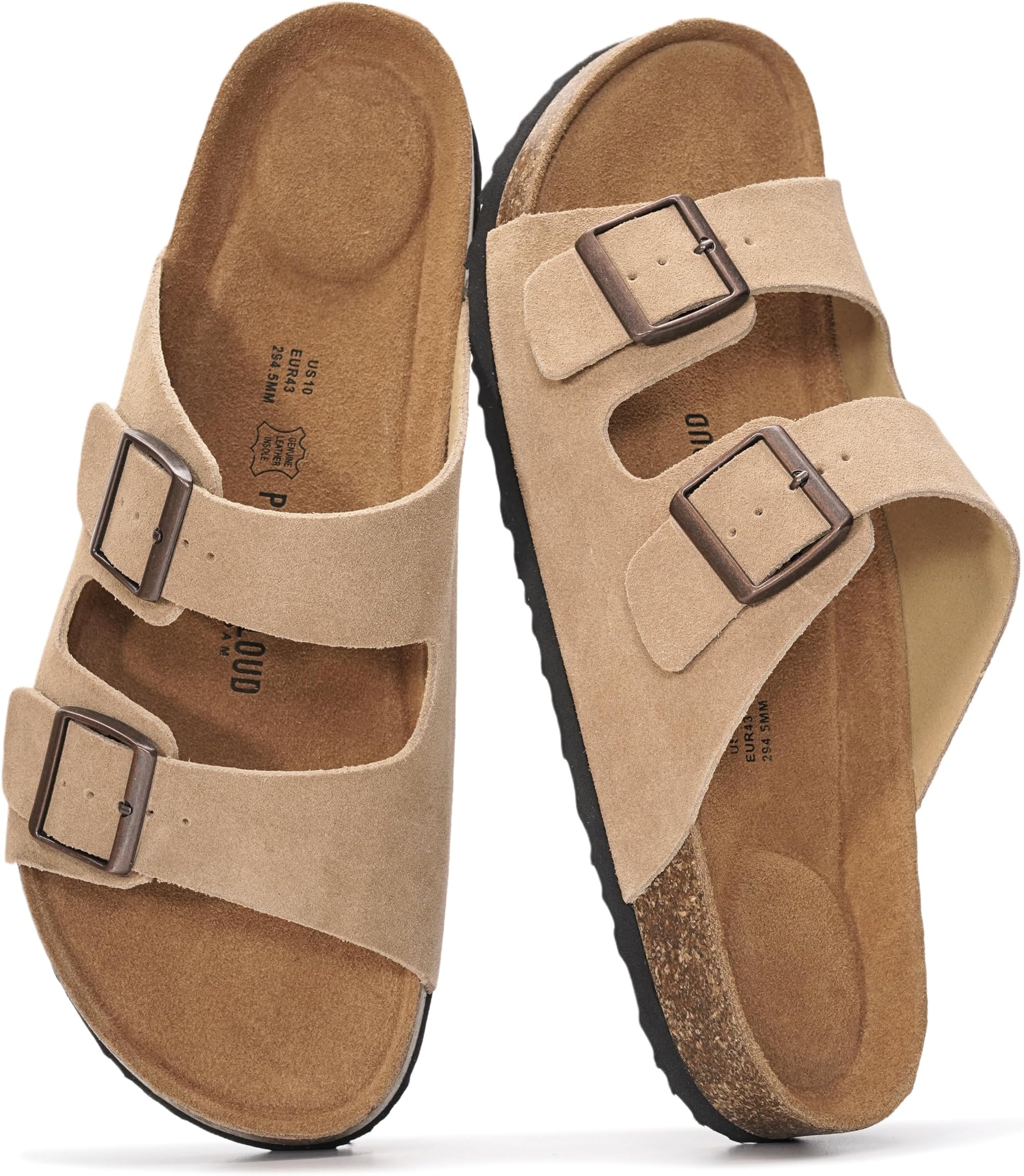 Project Cloud Mens Sandals 100% Genuine Leather Mens Slides Sandals for Men