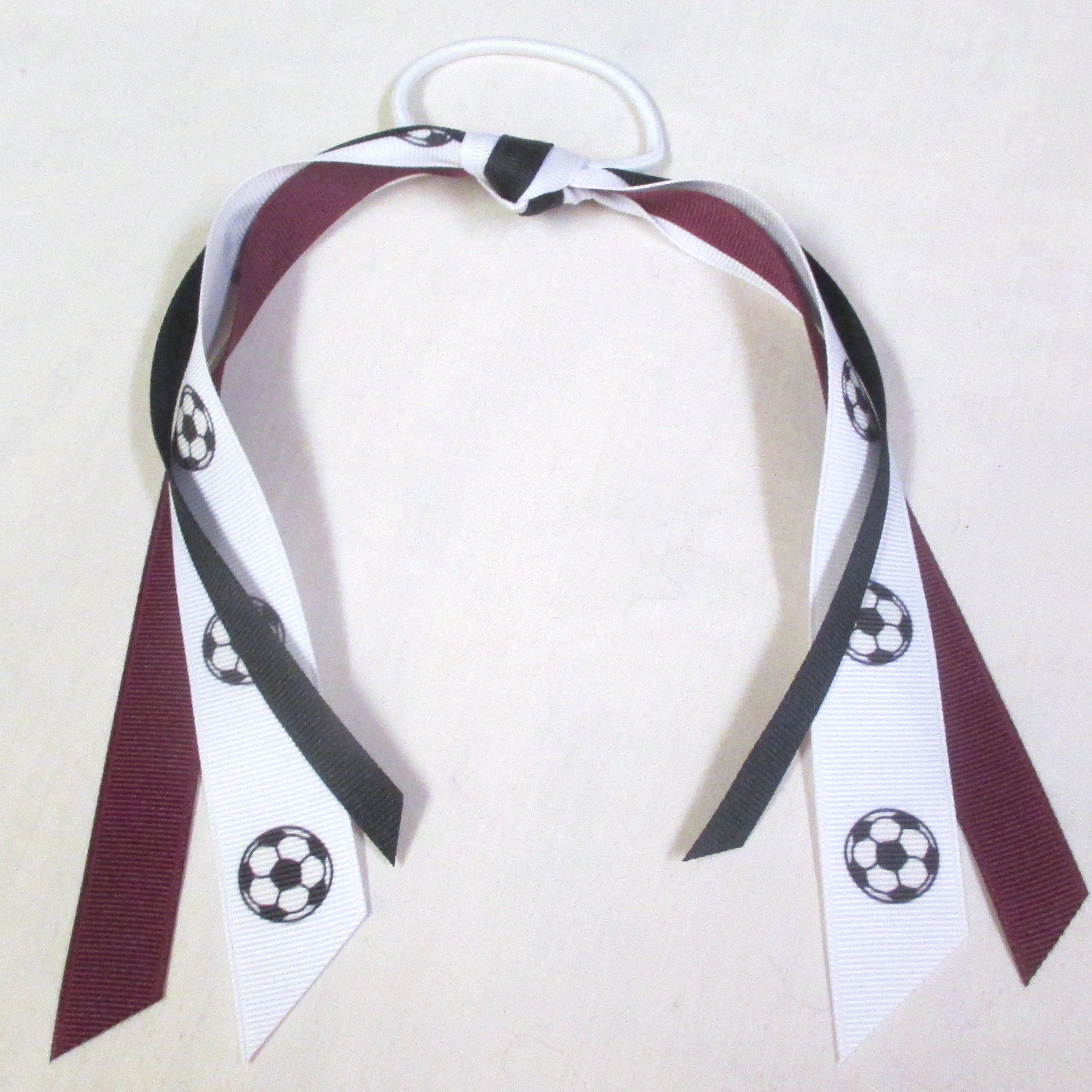 Sublimation Specialties Soccer Hair Bow Ribbon Scrunchie - Made in The USA