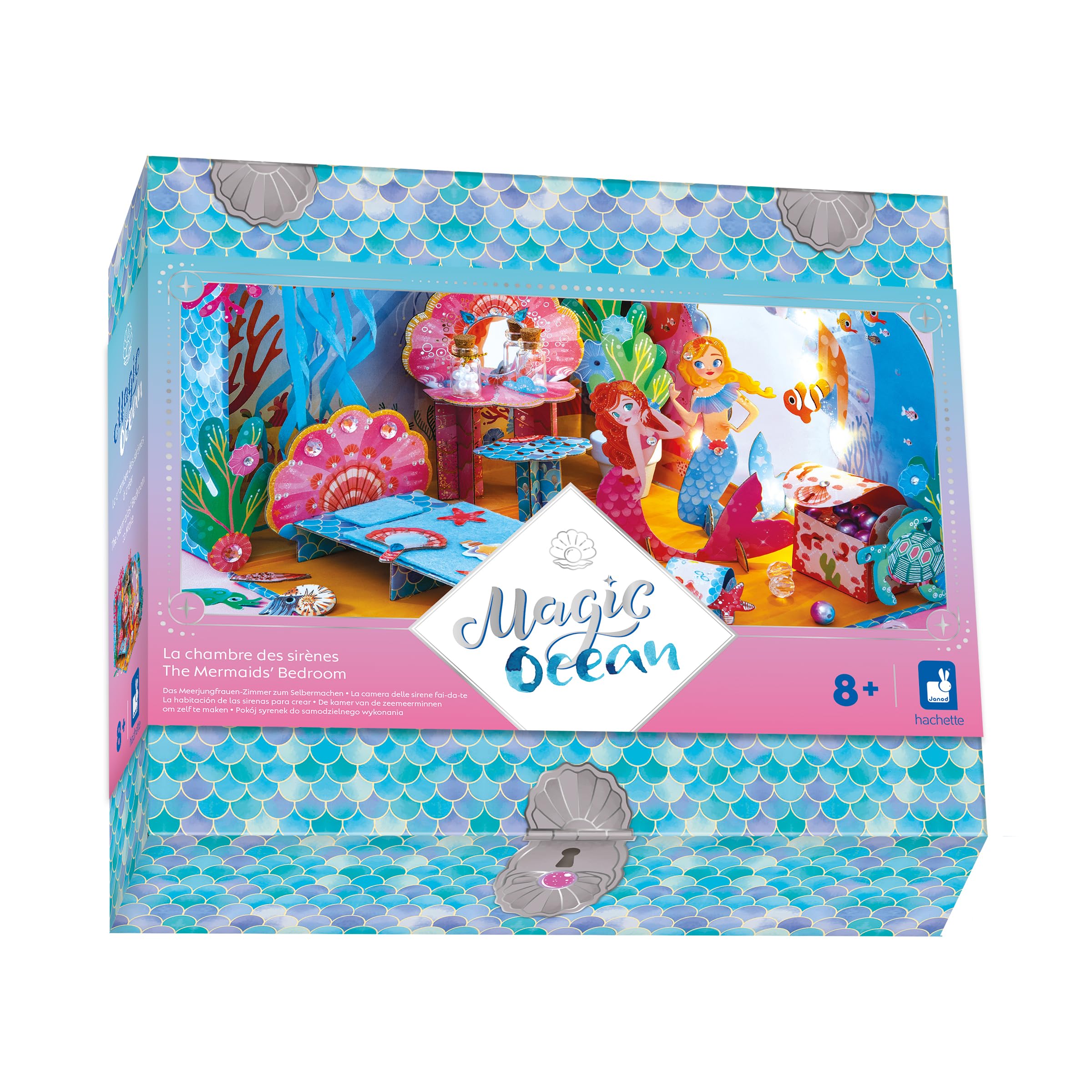 Janod - Magic Ocean - El Cuarto de Las Sirenas - Actividad Manual para Niños - Manualidades Creativas - Decorado para Fabricar - Mundo de la Sirenita - Juego para Niños a Partir de 8 Años - J09139