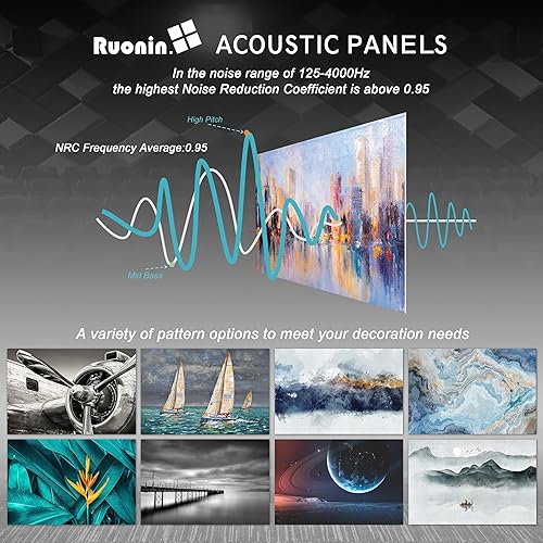Miniatura 6 de Ruonin.X Paquete de 6 paneles de pared acústicos artísticos decorativos, mejor tratamiento acústico que la espuma, paneles de pared de alta calidad