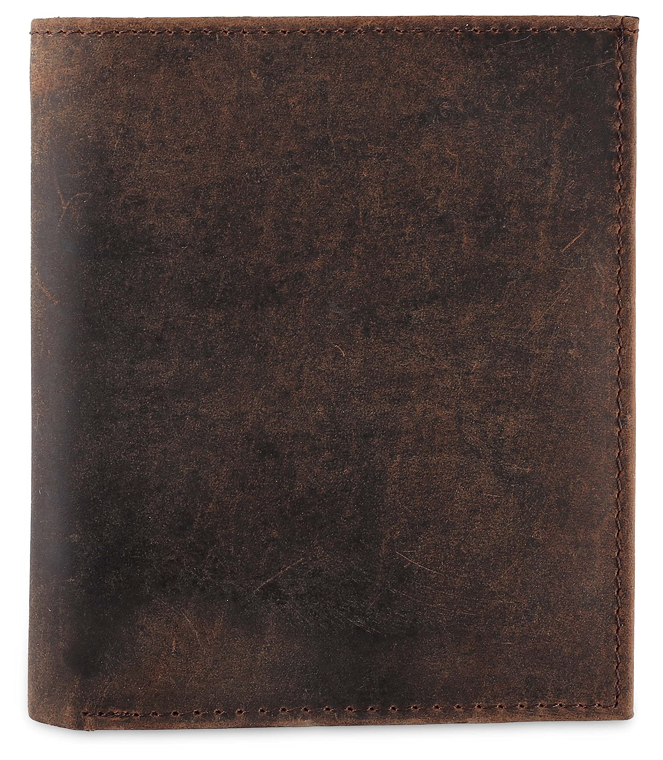 F&L CLASSIC RFID Blocking Mens Leather Bi-Fold Big Hipster Wallet, 13 credit card slots,buffalo vintage brown