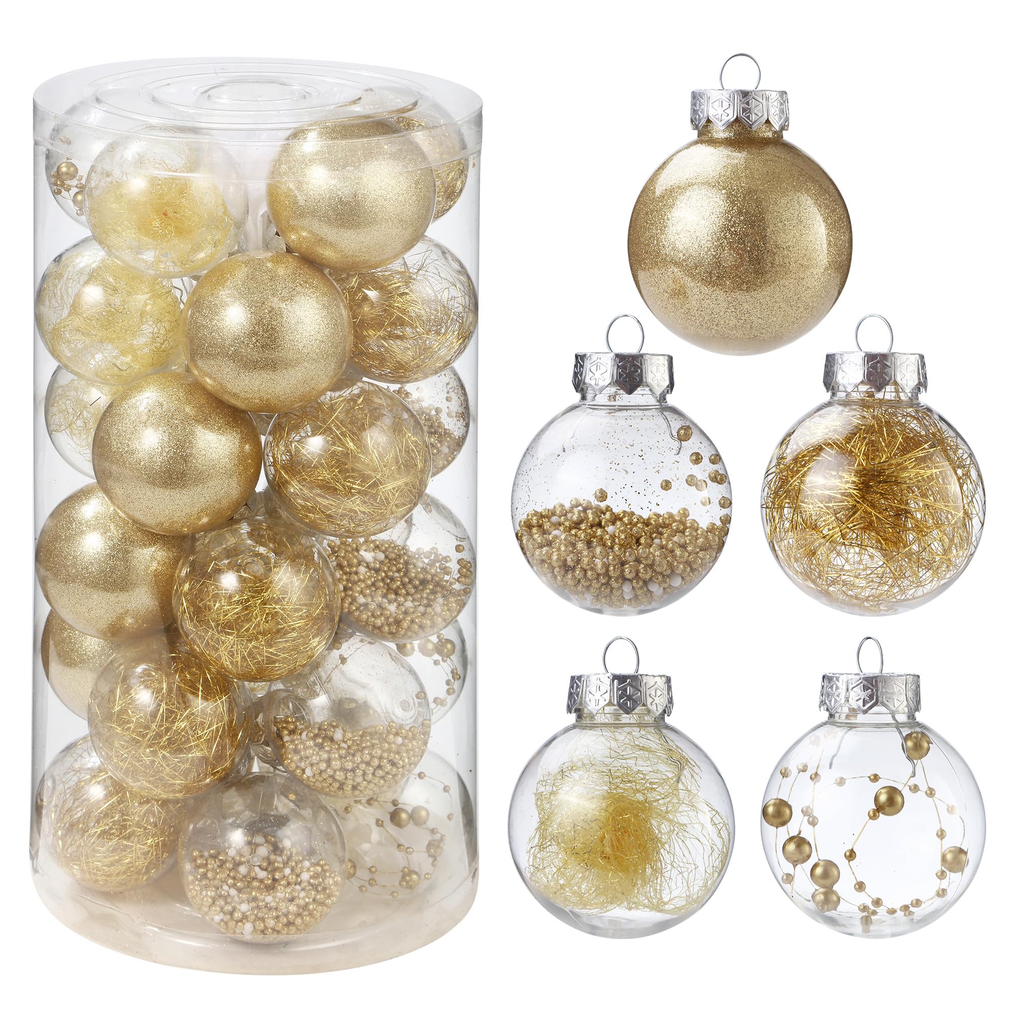 30 Piezas Bolas de árbol,Navidad Inastillable Bolas Plastico Adornosadecuadaspara el Hogar Festival,adecuadas para interioresy exteriore (Dorado)
