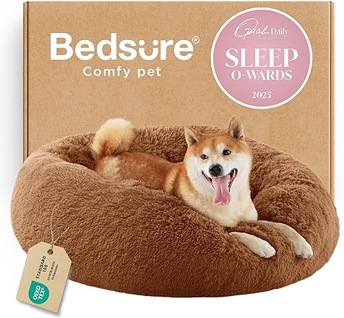Miniatura 61 de Bedsure - Cama calmante para perros medianos, lavable, mediana, con forma de dona, antideslizante, afelpada, esponjosa, pelo sintético, para gato,