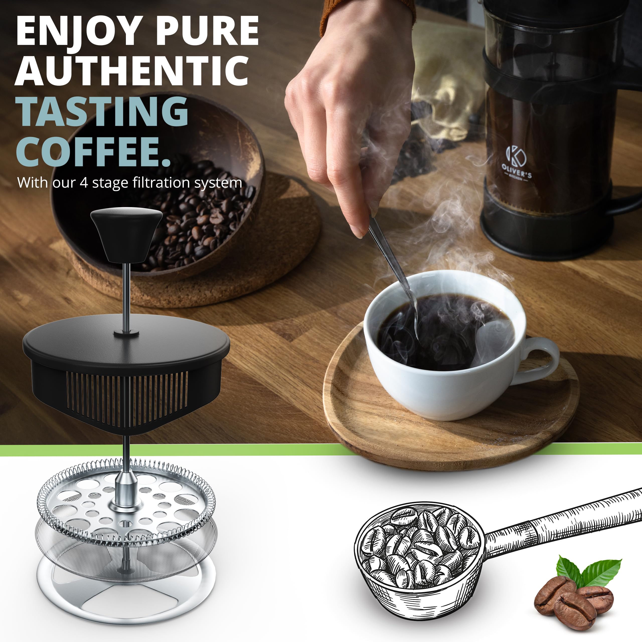 Bodum | Java French Press Cafetière | Kunststof | 8 kops | Midnight