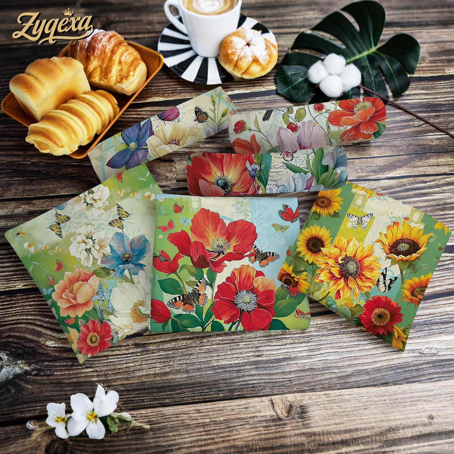 6 Pcs Decorative Kitchen Towels Hand Dish Towels - Absorbent Tea Towel Butterfly Flower Washing Dishcloths Hanging Loop Bathroom Farmhouse Spring Decor Towel Set 16 x 24 in - Image 7