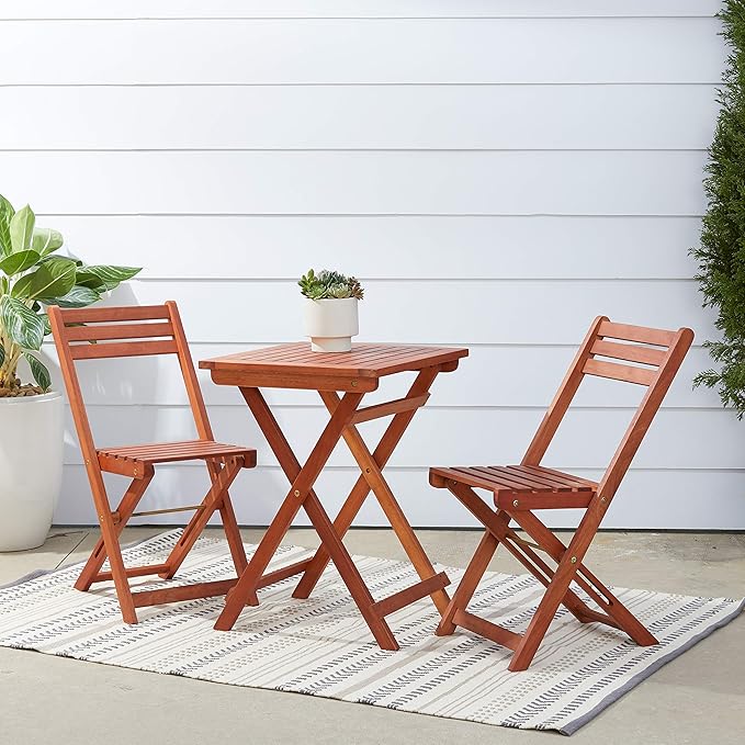 Vifah Malibu Outdoor Patio 3Piece Wood Bistro Set Patio