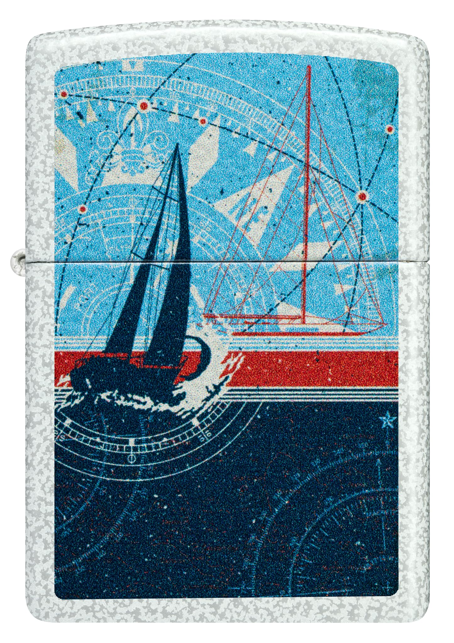 Zippo Sturmfeuerzeug - Nautical Sailboat, Glacier, Color Image - Nachfüllbar - Wiederverwendbar - Windfestes Design - Geschenkbox - Made in USA