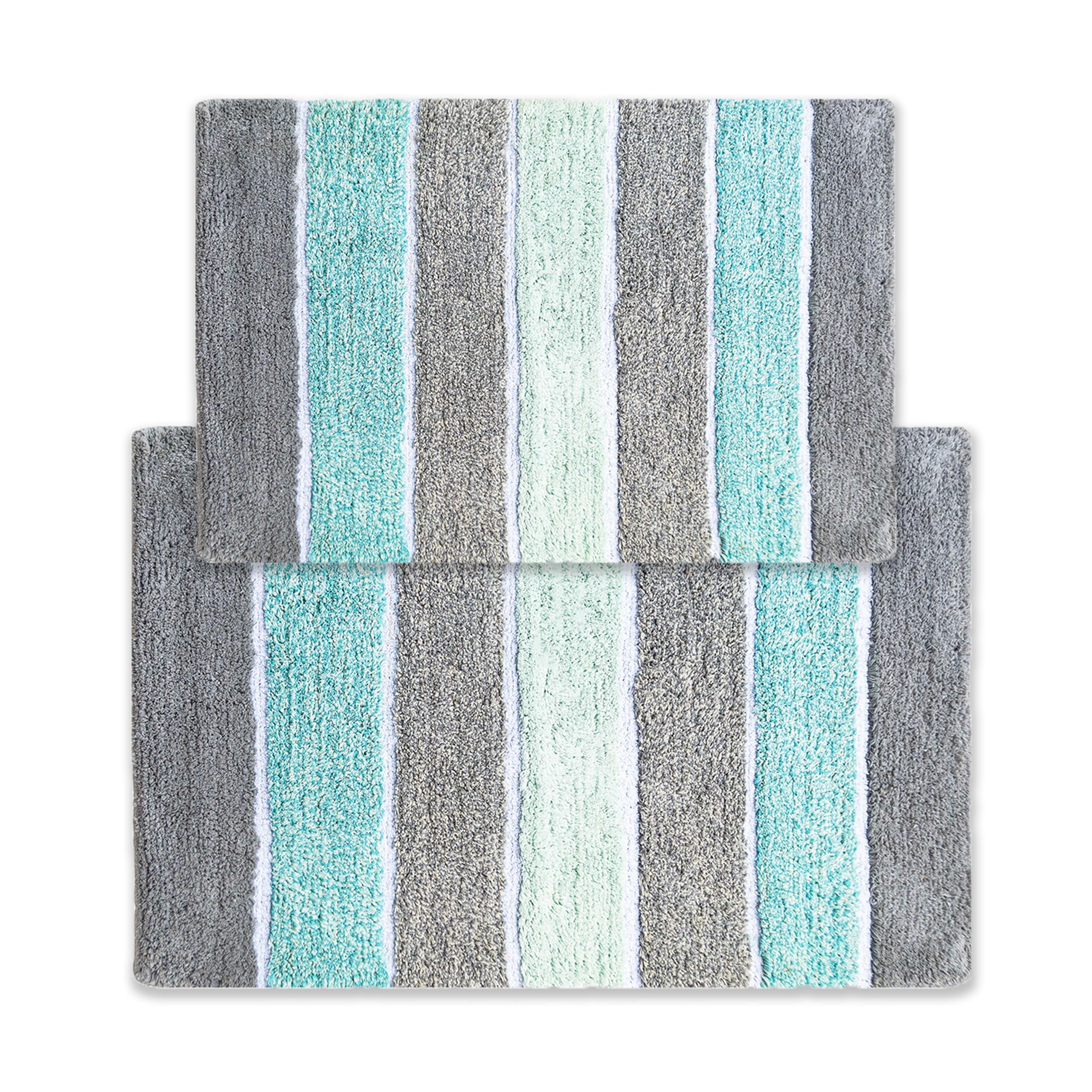 Amazon.com: Chardin home Cordural Stripes Bath Mat, Set of 2