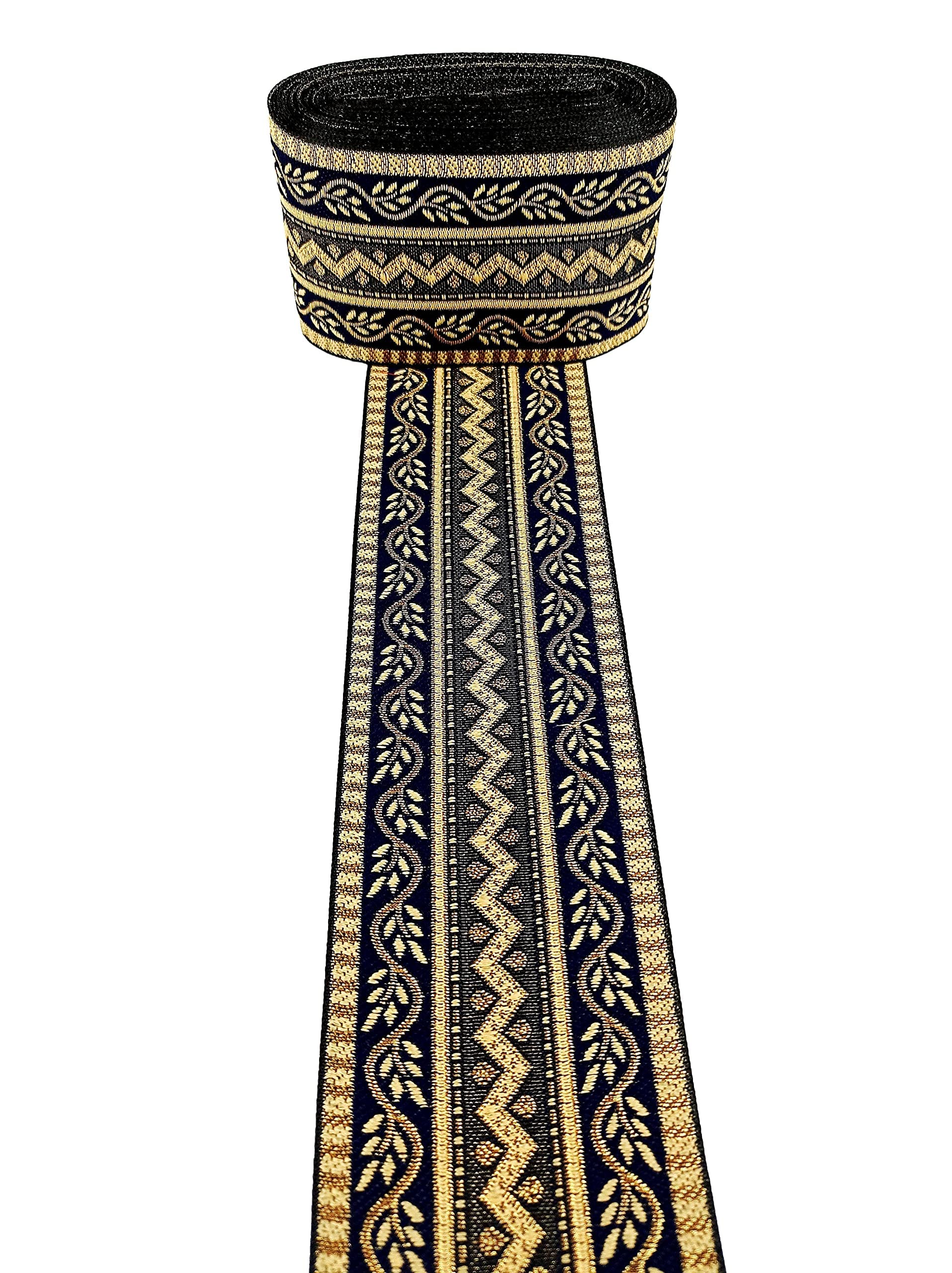 Borde de encaje para carrete de cataratas de sari, tejido jacquard, diseño pesado, trabajo para sari, Kurti, vestidos, bandhani, lehenga, cinta decorativa (2.95 pulgadas de ancho) (6 metros,