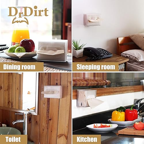 Miniatura 5 de DrDirt Tejidos de bambú de 3 capas, 110 unidades, bolsa de bambú para pañuelos faciales de bambú, paquete de 4 con dispensador montado en la pared,