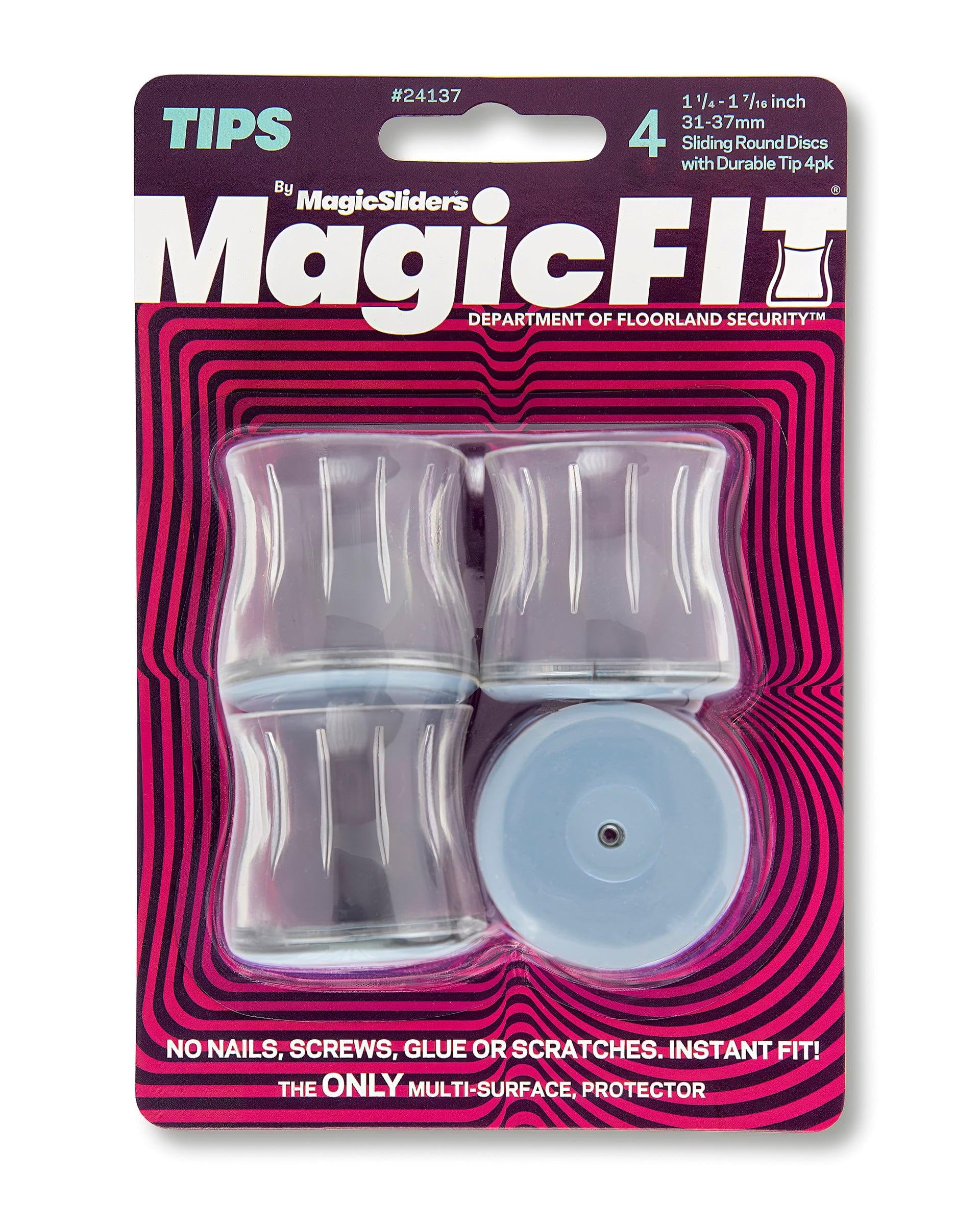 MAGIC SLIDERS 24137 - Magic FIT - 1 1/4" - 1 7/16" Round Slider - 4 Pack - Rubber Pad Sliders for Household Furniture to Protect Surfaces, Wood, Tile, Carpet, and Vinyl Floors