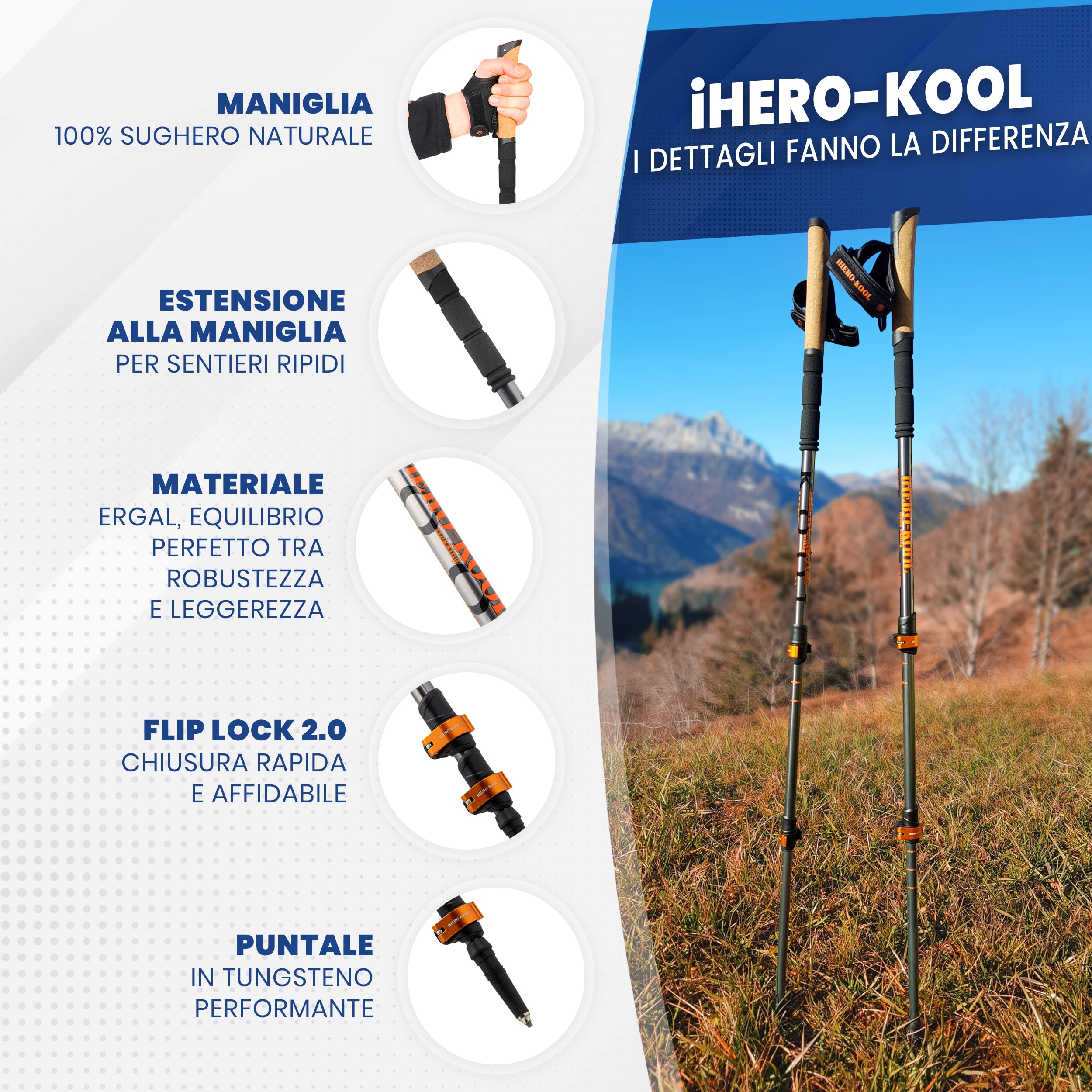 Exclusive Edition 2022_ Bastoncini Trekking & Nordic Walking Racchette Telescopico Pieghevoli Regolabili Professionali Guantini Accessori Ultraleggeri Donna Uomo Bambino