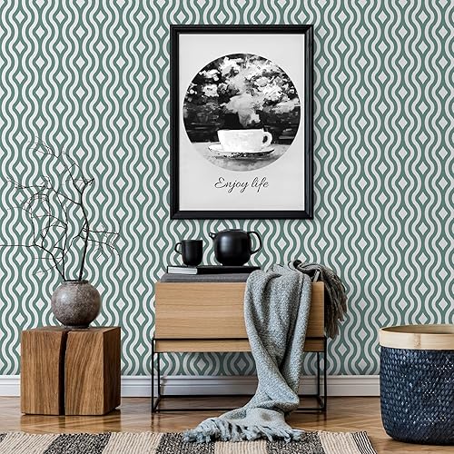 Miniatura 3 de Papel tapiz autoadhesivo para decoración del hogar, estilo moderno, geométrico, abstracto, con ondas, para despegar y pegar, 15.7 x 138 pulgadas