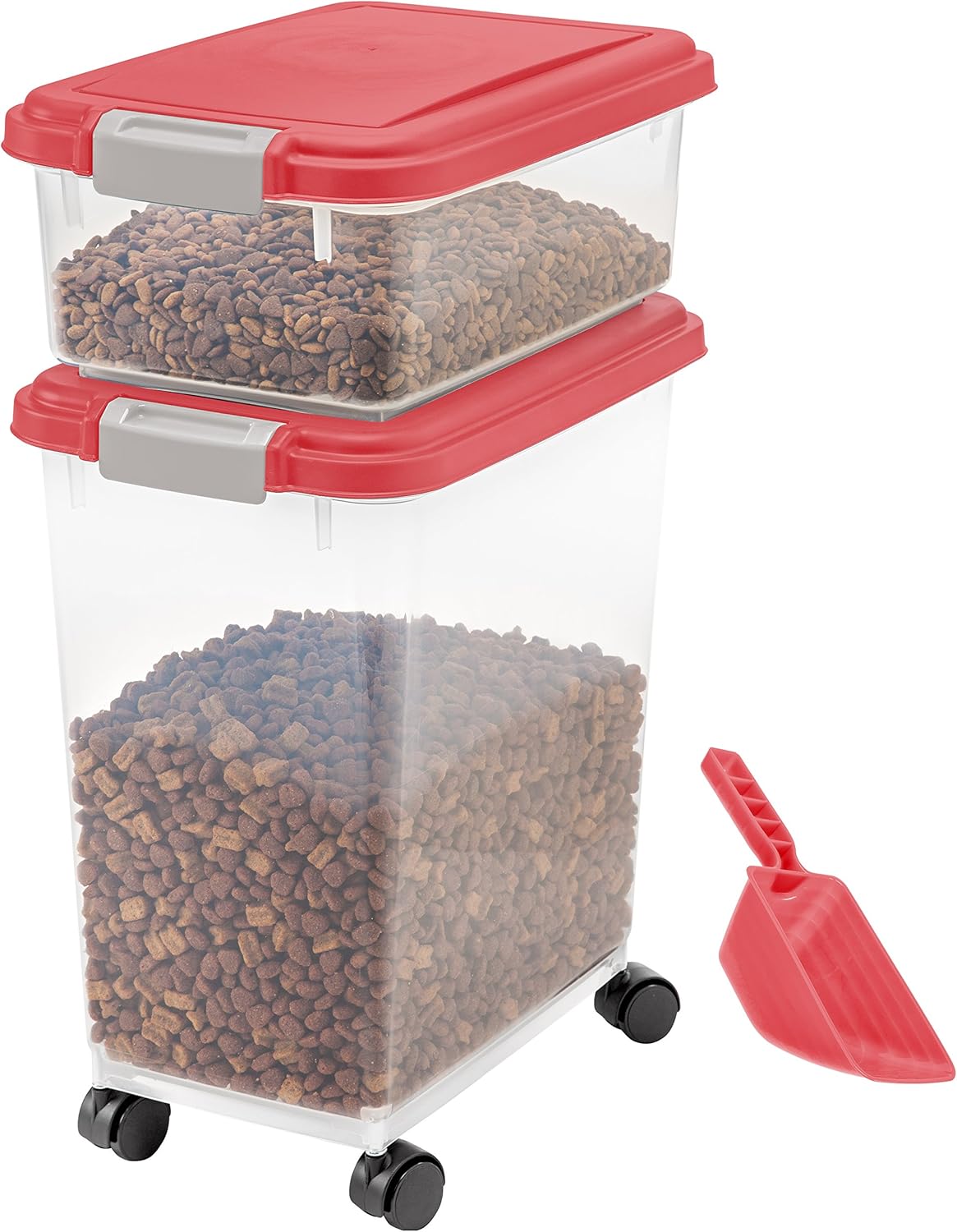 IRIS USA, Inc. Airtight Pet Food and Treat Storage Container Combo, Gray, black (500090) : Pet Supplies