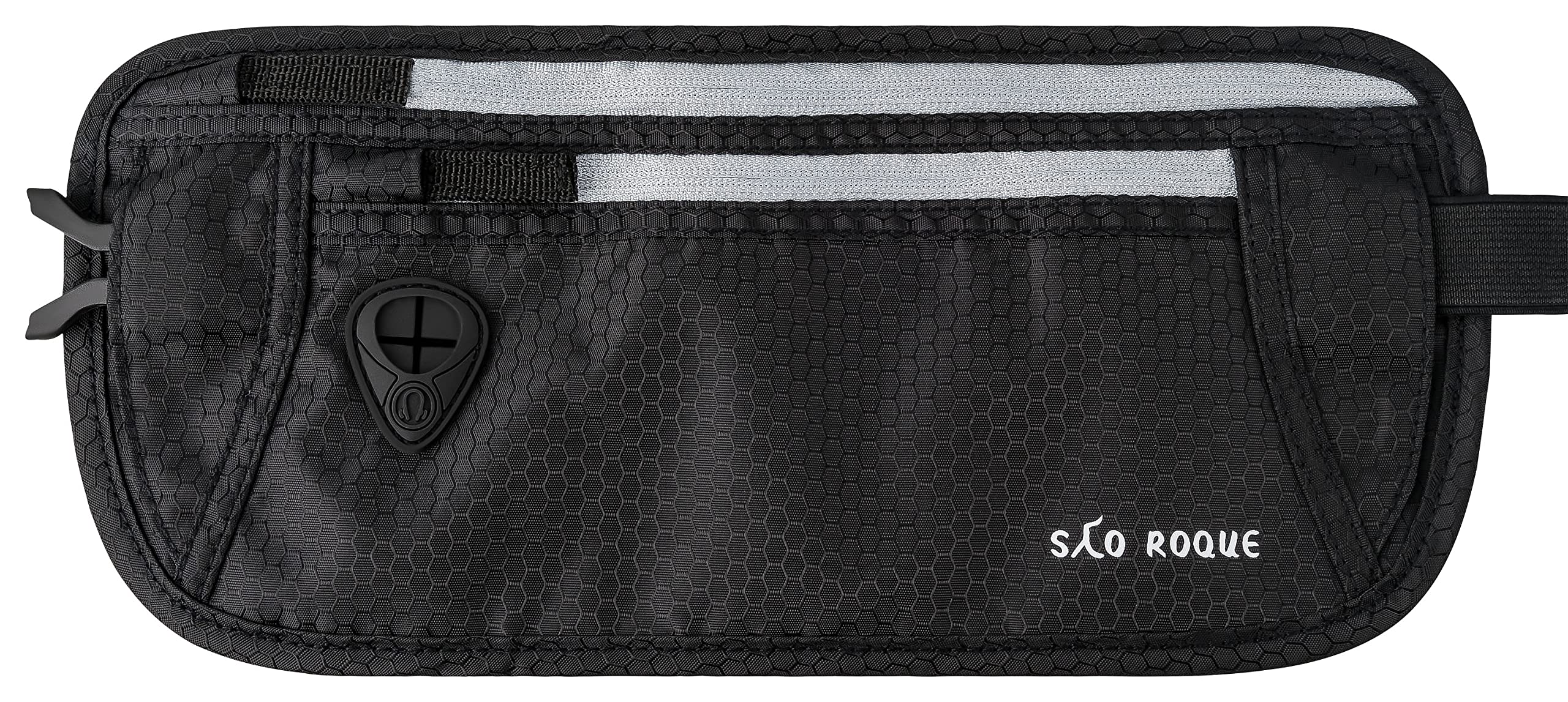 SAO ROQUE ® Bauchtasche Damen Herren, Reisepasshülle Gürteltasche Reise Gadgets mit RFID Blocker, Hüfttasche stylisch, Geldgürtel flach (Schwarz)