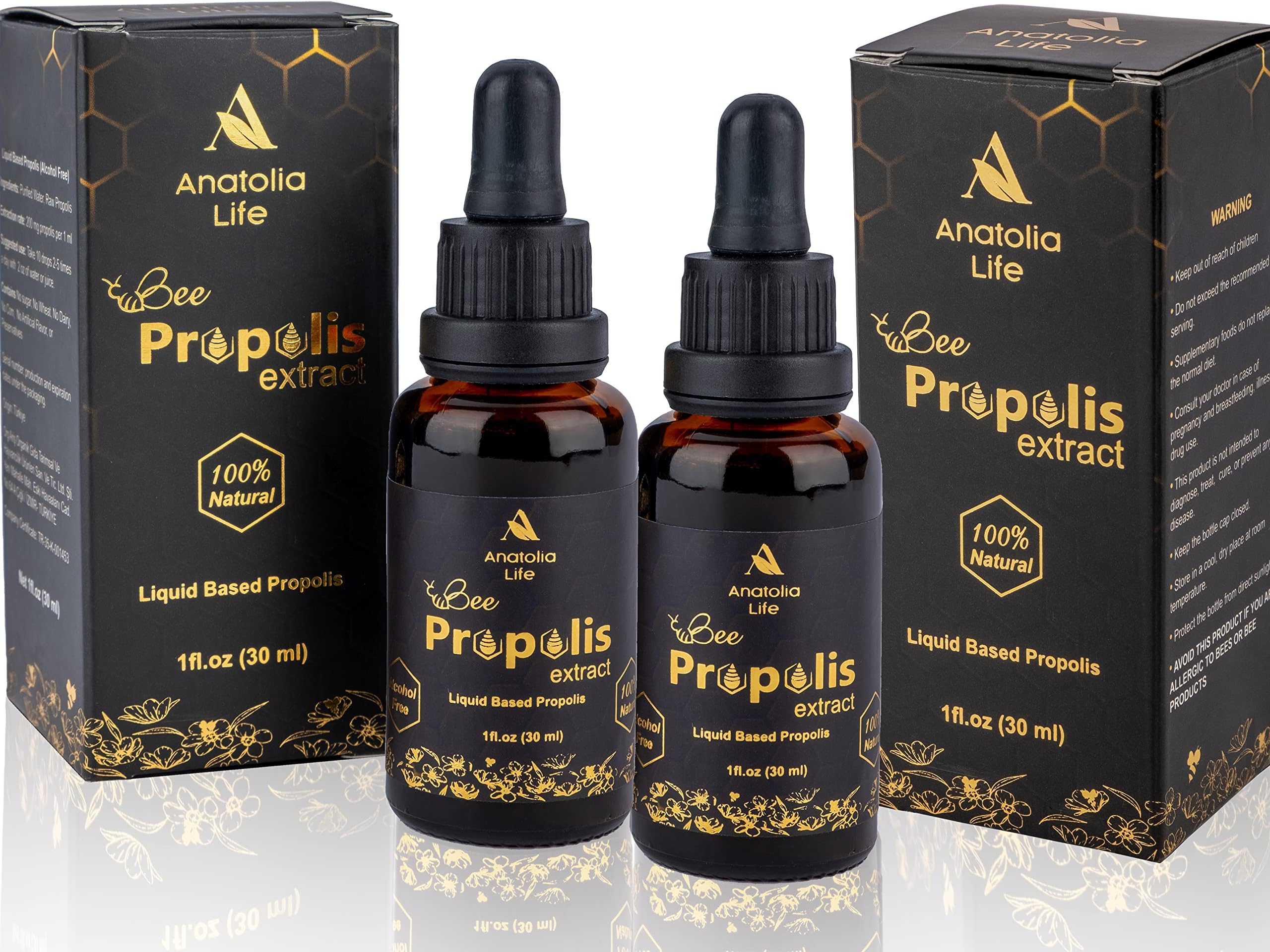 Natural Bee Propolis Extract, 30 mL, Advanced Liquid Tincture Immune System Booster and Seasonal Defense, Pure High Potency Herbal Supplement, Non-GMO (Propolis (2) Pack)…