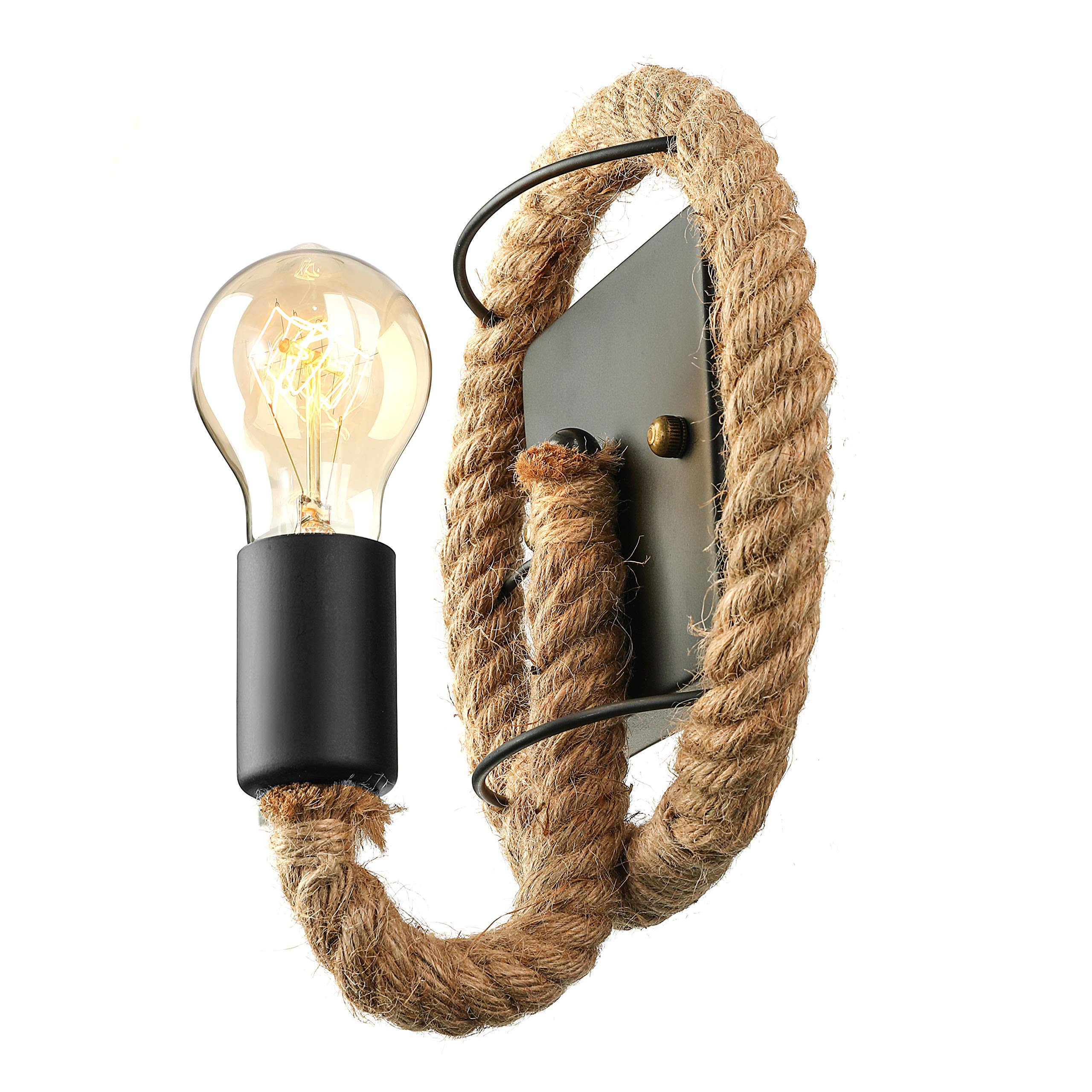 KWOKING Hemp Rope 1 Light Vintage Wall Lamp Indoor Wall Sconce