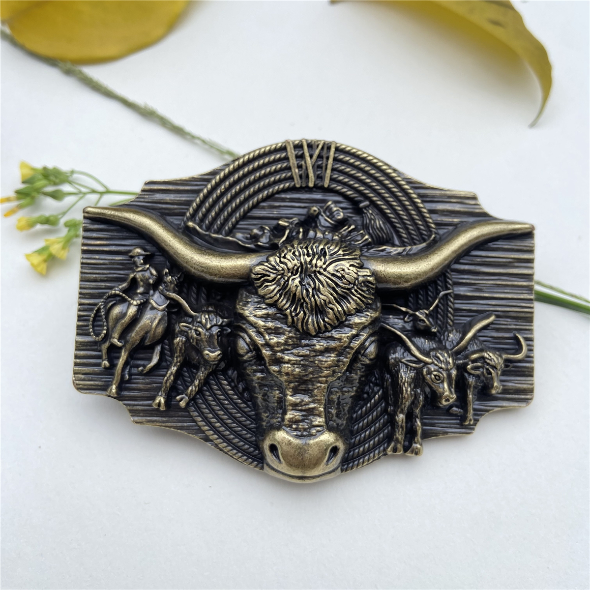 COPY - New bull belt buckle hundreds more listed Crockett 1816 Sterling Cape Buffalo Trophy Buckle – Clint  main image 4