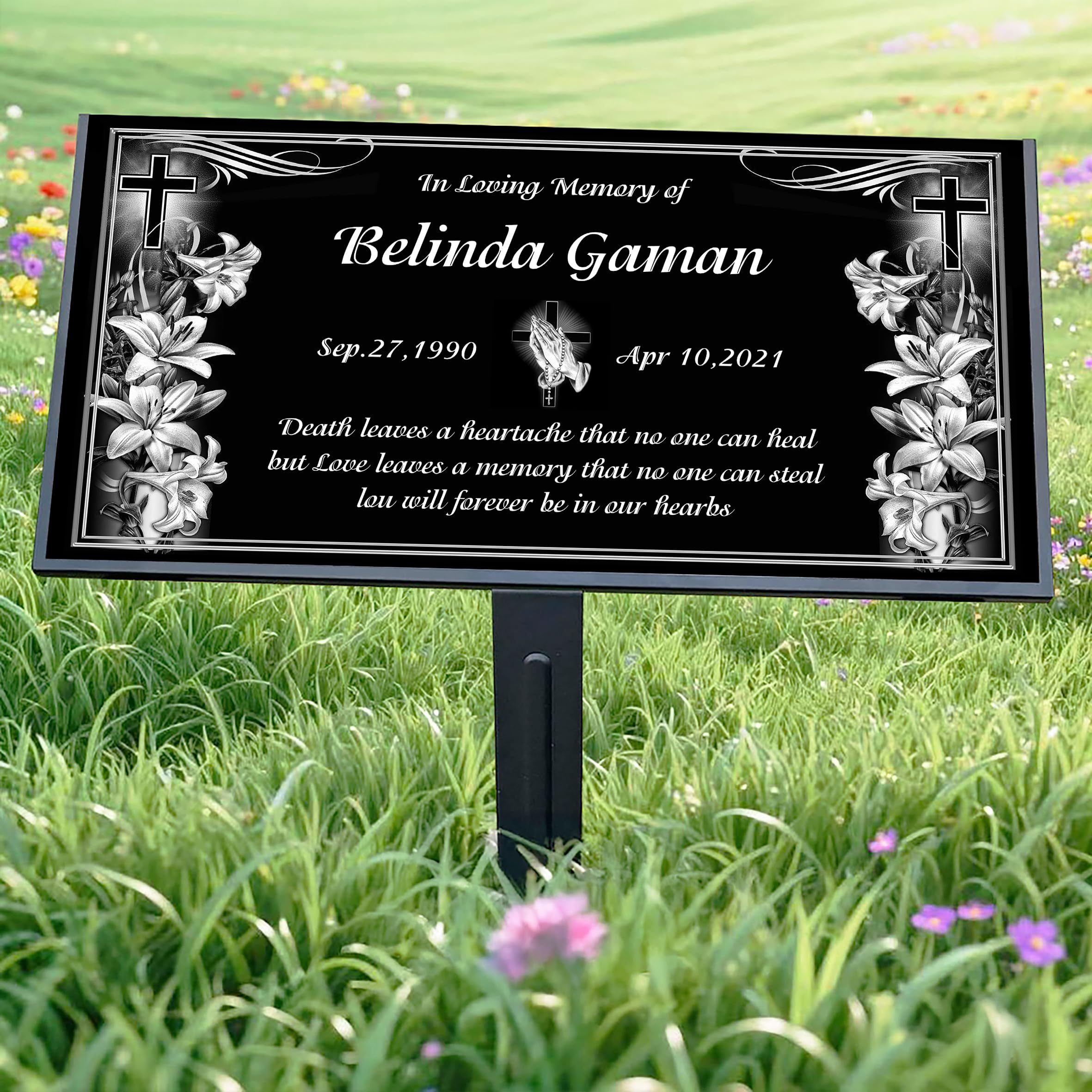 Tombstone Headstone Personalized Grave Decorations for Cemetery Garden - Memorial Stones Plaques for Graves Markers, Text Style