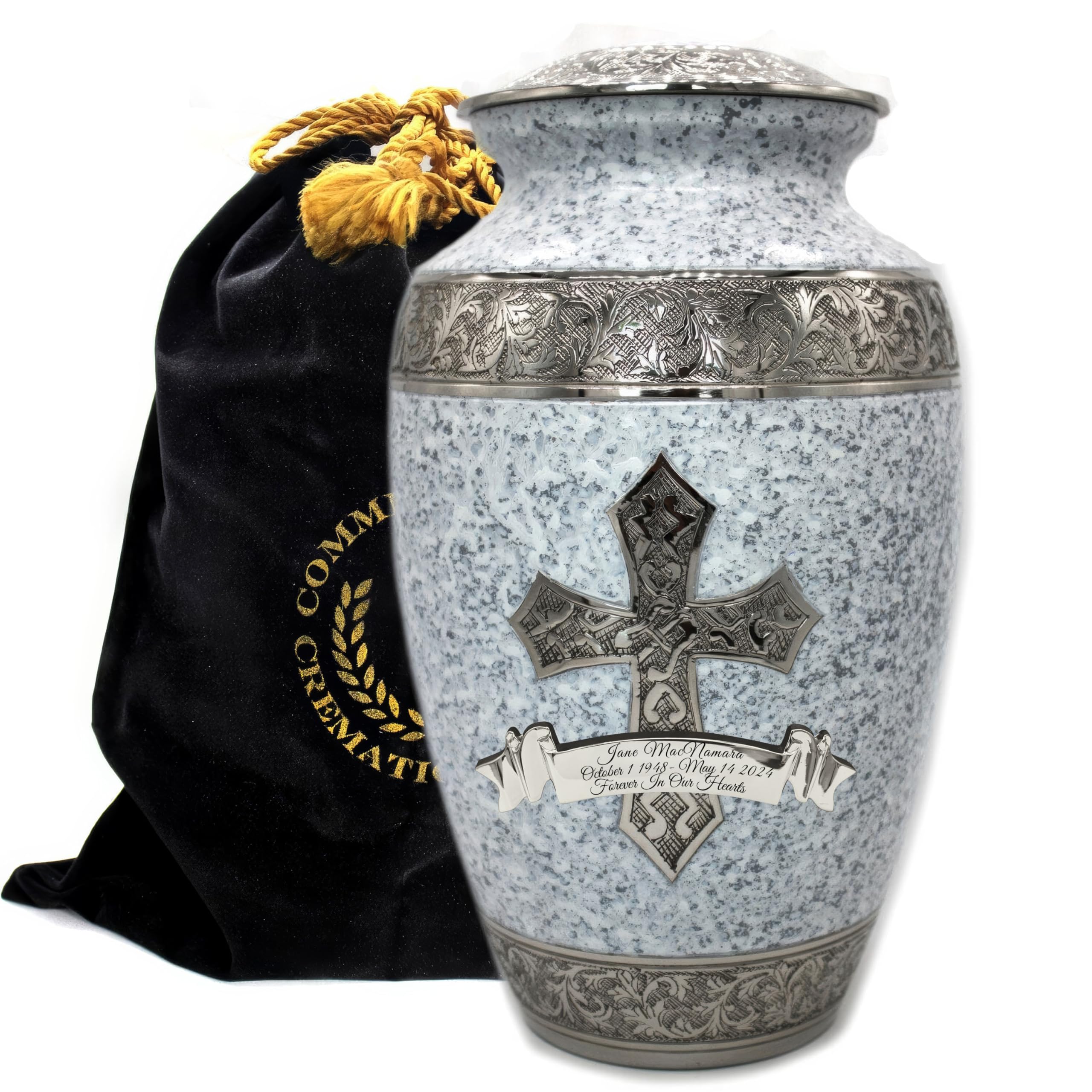 White Cross Cremation Urns for Human Ashes Adult Female Urns for Ashes