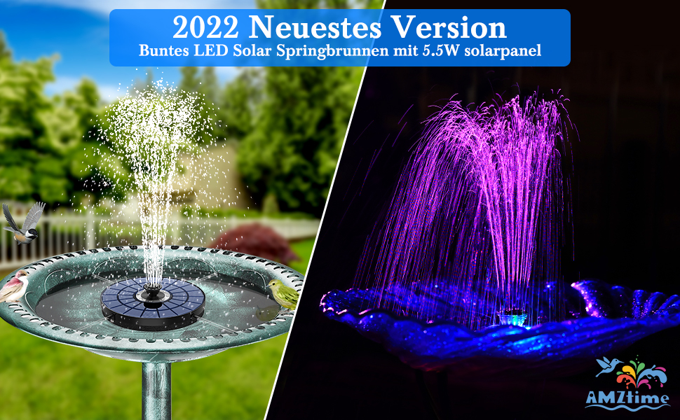 Geüpgrade LED Solar Waterfontein 2024 - 55 W - Drijvende Zonne