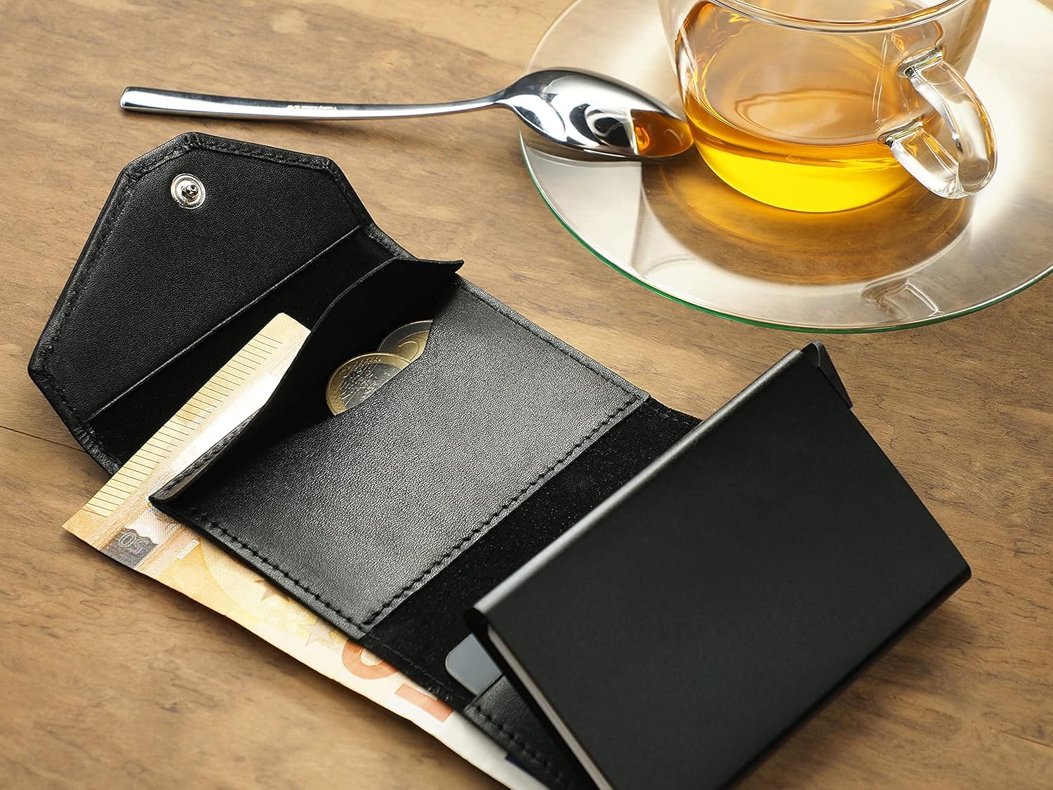PULARYS Mini Wallet RAVEN - Multifunckion Credit Card Case - Italian Leather - RFID blocking - Size: 6.5 x 10 x 2.5 cm - Space for up to 7 Cards - Classic Design