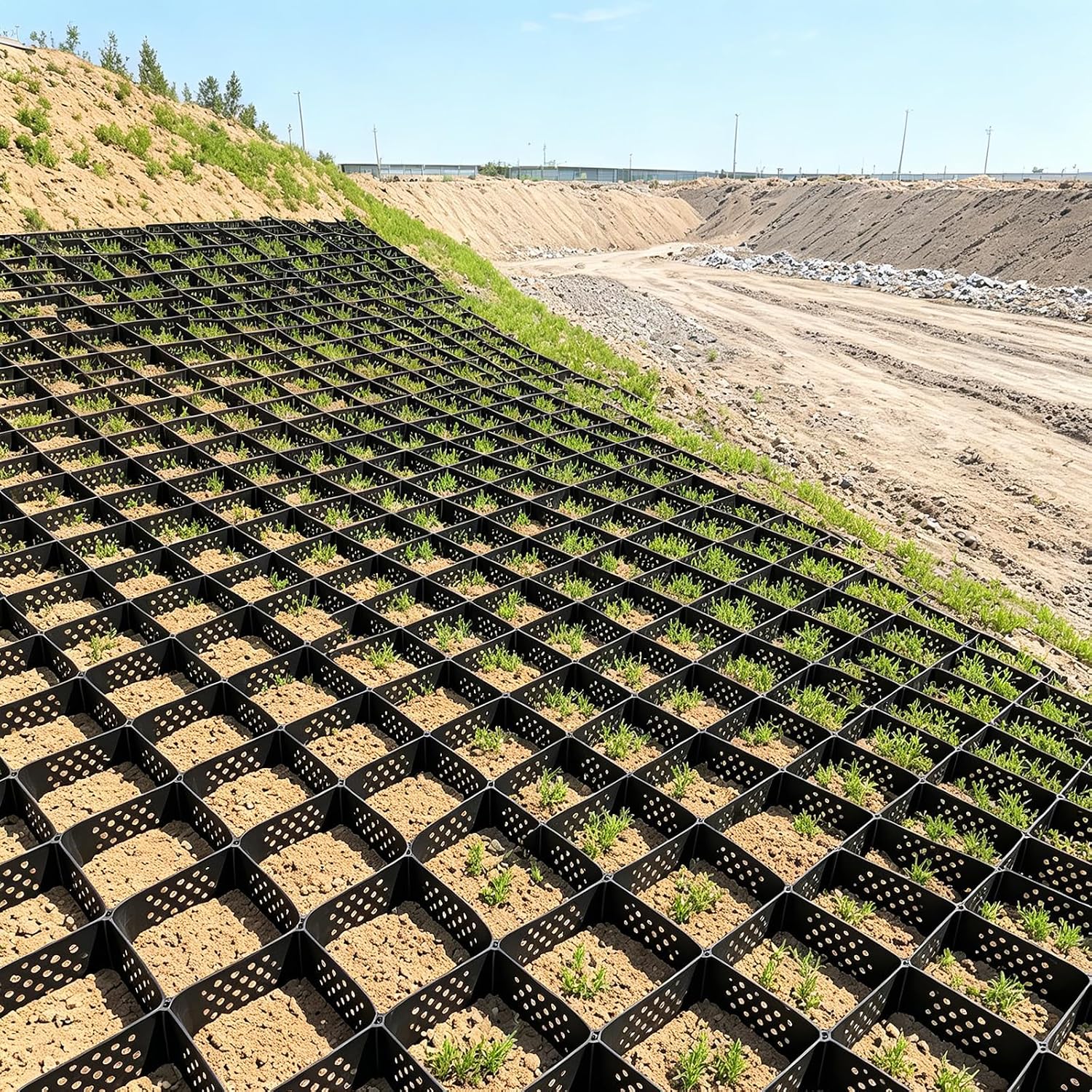 2" Depth geo Ground Grid, Foldable Gravel-stabilized geogrid, Flexible and tensile-Resistant, Suitable for Sidewalks, Parking Lots, Landscaping, shed Foundations, Slopes and Gardens etc