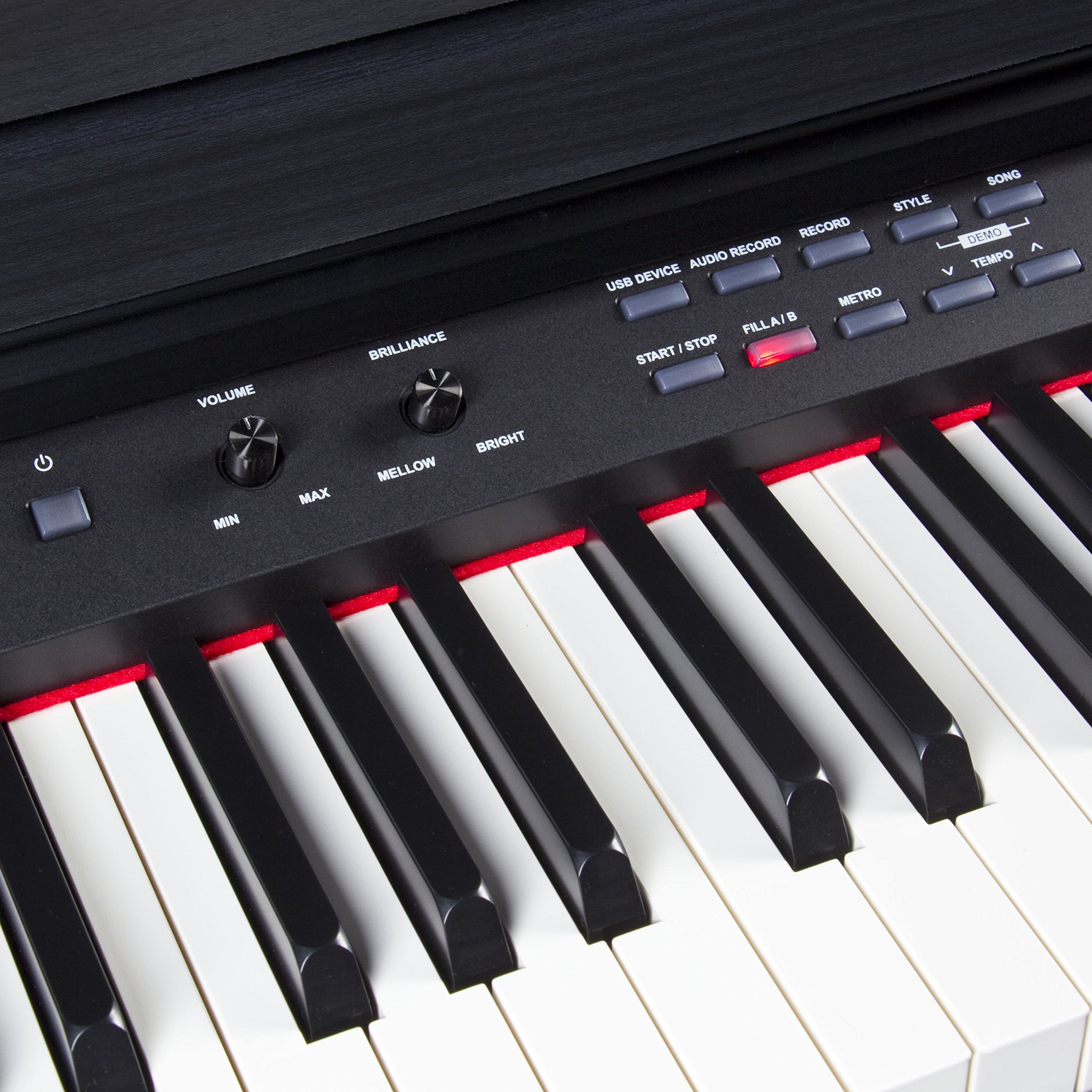 Fame DP-8600 BT Digitalpiano - 88 Tasten mit Hammermechanik, 181 Sounds, USB, Bluetooth, Schwarz Matt, Integrierter Effektprozessor, Aufnahmefunktion