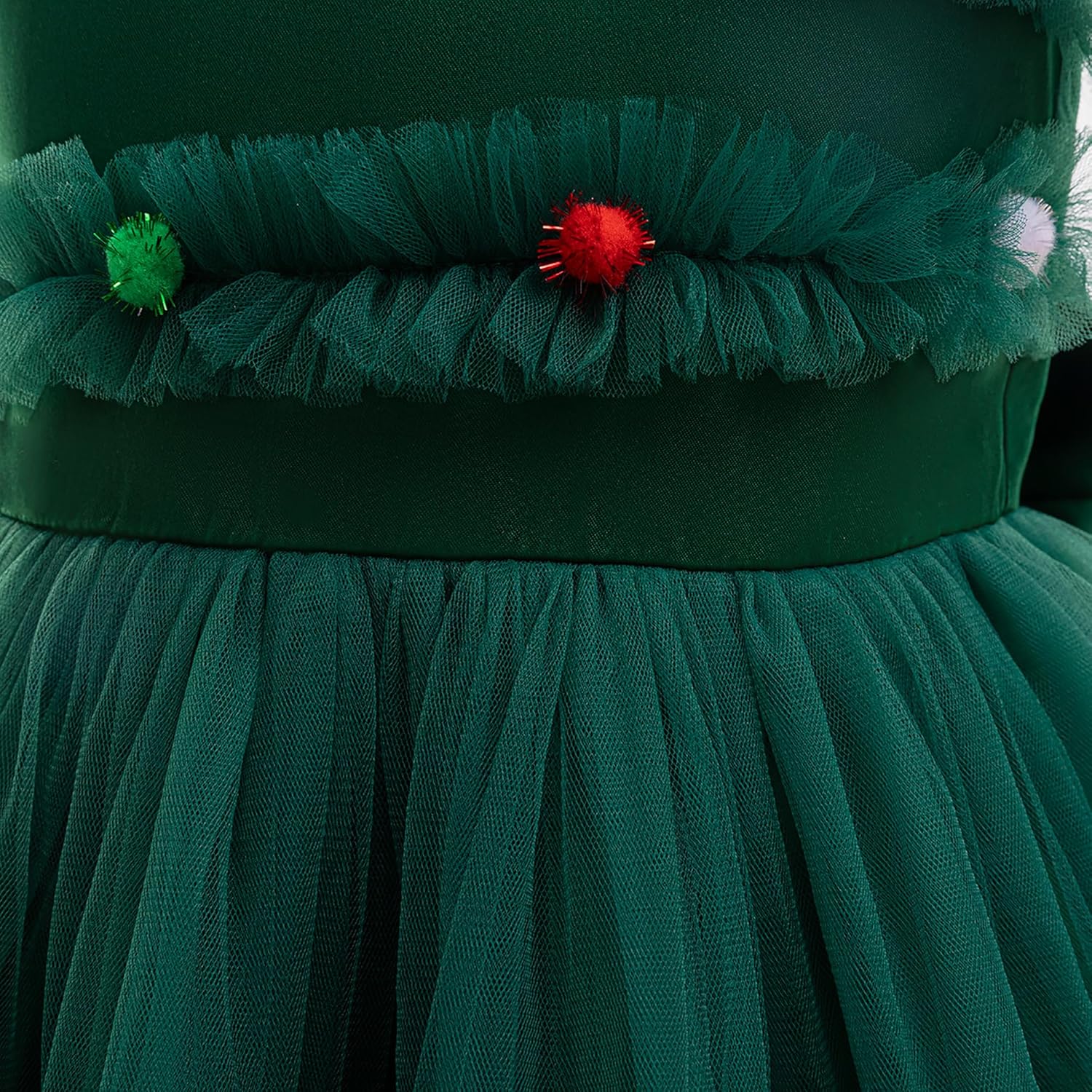 Christmas Tree Costume Girls Xmas Dress with Santa Hat - Image 5