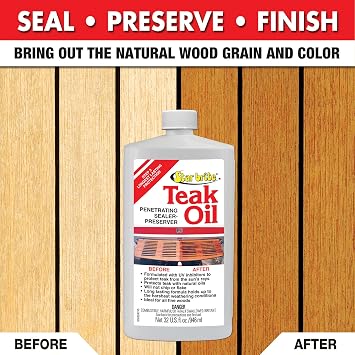 STAR BRITE Marine Grade Teak Oil - Long-Lasting, UV-Resistant Wood Sealer & Preserver With UV Protection for Boats, Outdoor Furniture & All Fine Wood