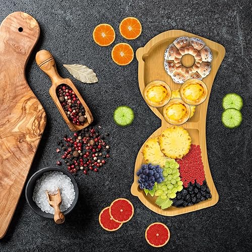 Miniatura 6 de Grande divertida tabla de charcutería, bandeja de servir de bambú, tabla de charcutería de bambú macizo, tabla de aperitivo única, plato de servir