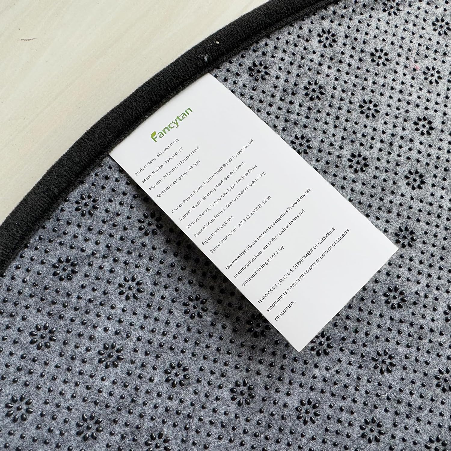 Fancytan Soccer Rug for Boys Bedroom, Washable Sports Round Rug for Kids Room, Soccer Room Decor, Black and White (‌4'0", Round)