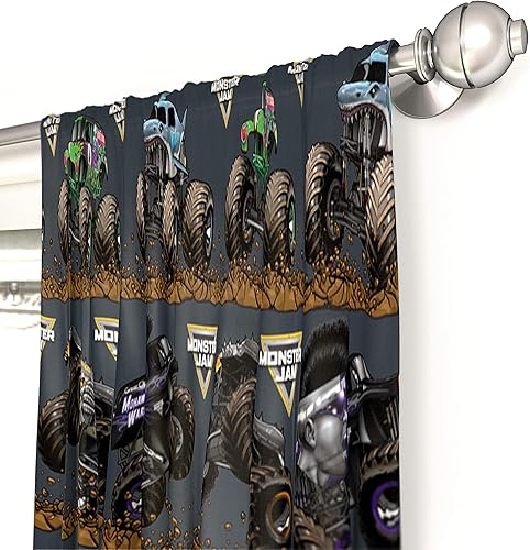 Miniatura 4 de Monster Jam Tracks - Cortinas de 84 pulgadas, hermosa decoración de habitación y fácil de instalar, las cortinas incluyen 2 alzapaños, juego de 4