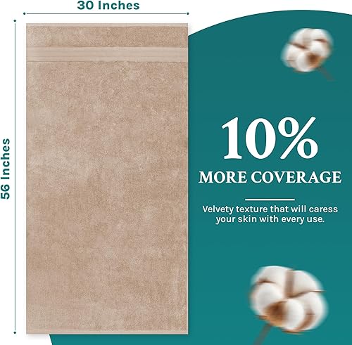 Miniatura 4 de Toallas de baño de lujo extra grandes y esponjosas, juego de 4 toallas de hotel de lujo para baño, hechas de suave algodón turco superior, gruesas,