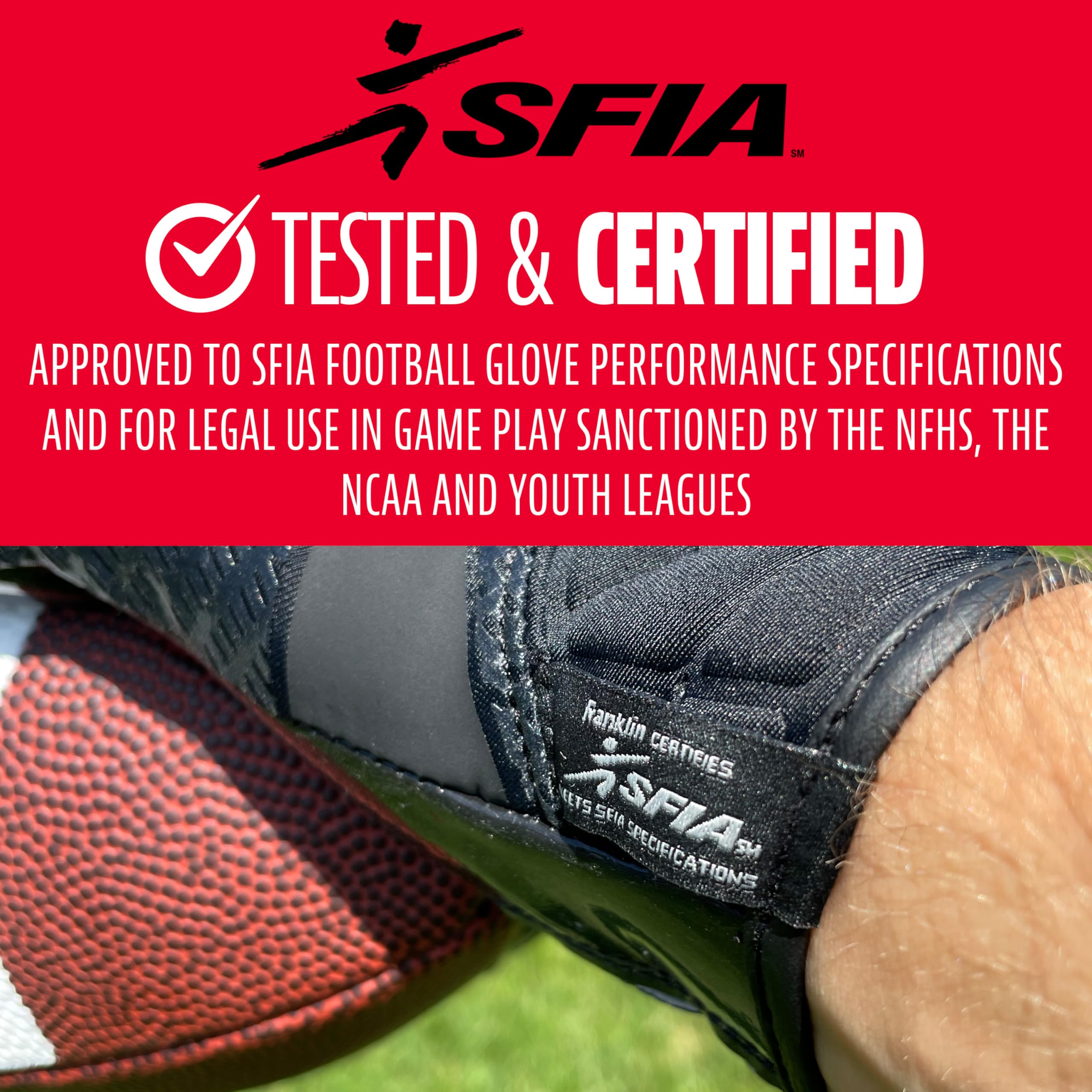 Franklin Sports Fußball-Empfängerhandschuhe – Erwachsene und Jugendliche Fußball-Empfänger Handschuhe – extra Grip Premium Fußballhandschuhe für alle Altersgruppen – Hi-Tack – SFIA genehmigt
