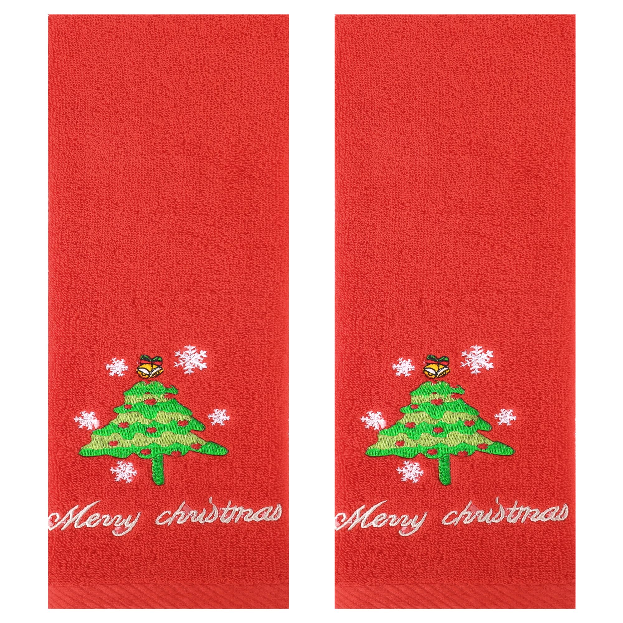 HMETOL Christmas Cotton Cute Letter Print Hand Towels Bathroom Set