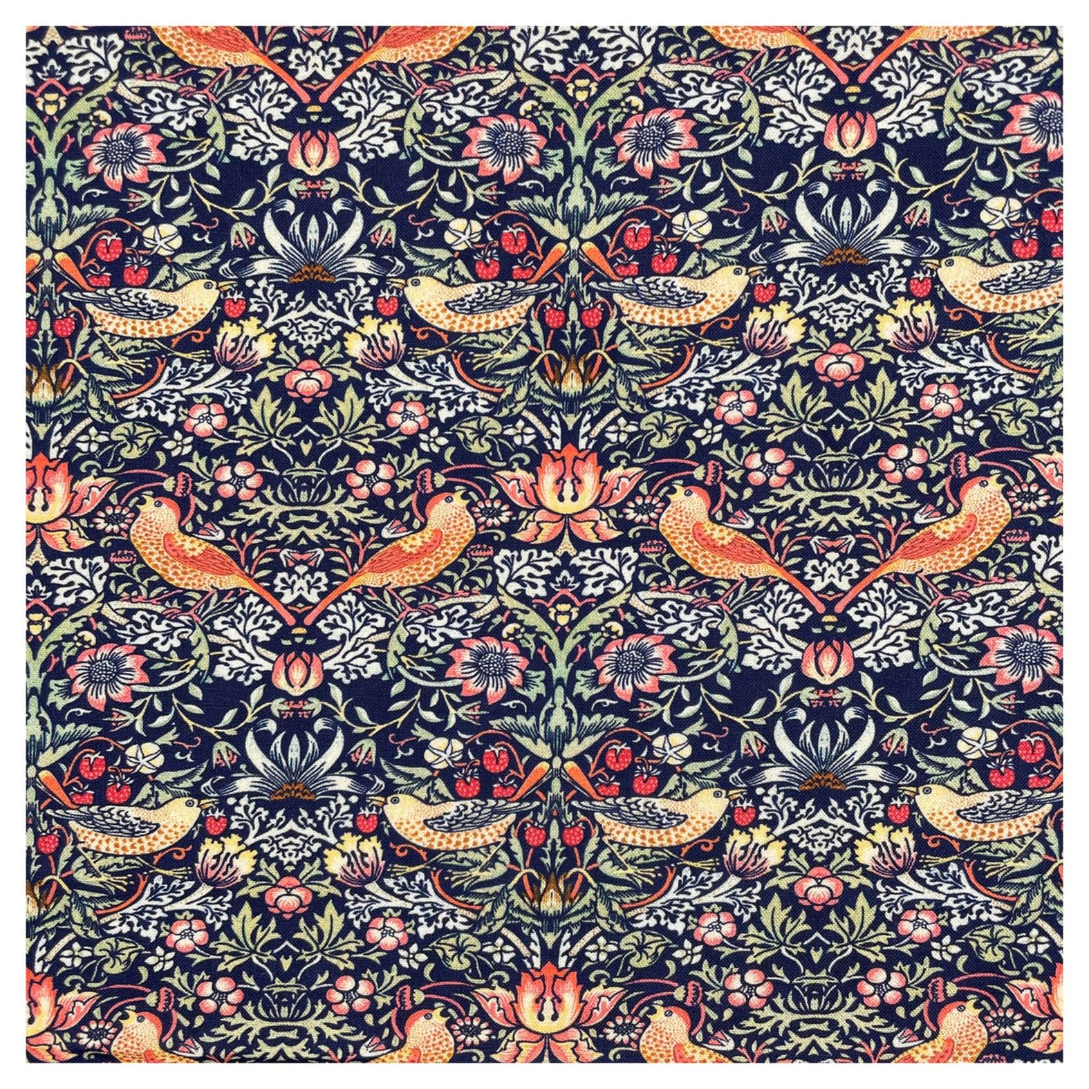 TheFabricTrade 100% Cotton Fabric Digital Printed Material William Morris Strawberry Thief Navy Classic Design - Ideal for Arts & Crafts, Sewing, Quilting - 1 Metre (100cm x 140cm)