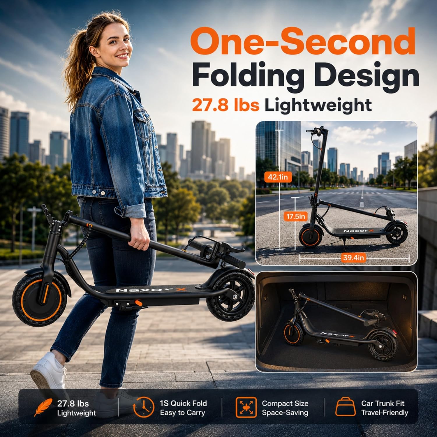 Electric Scooter for Adults, 350W Folding E Scooter with APP, Up to 19MPH & 15 Miles Range, 8.5" Solid Tires, Dual Brake System, Portable Commuter Electric Scooter for Teens and Adults