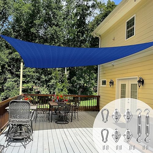 TANG Sunshades Depot - Toldo cuadrado de 16 x 16 pies, toldo cuadrado azul con kit de herrajes, tela rectangular para sombra, bloque U* V para