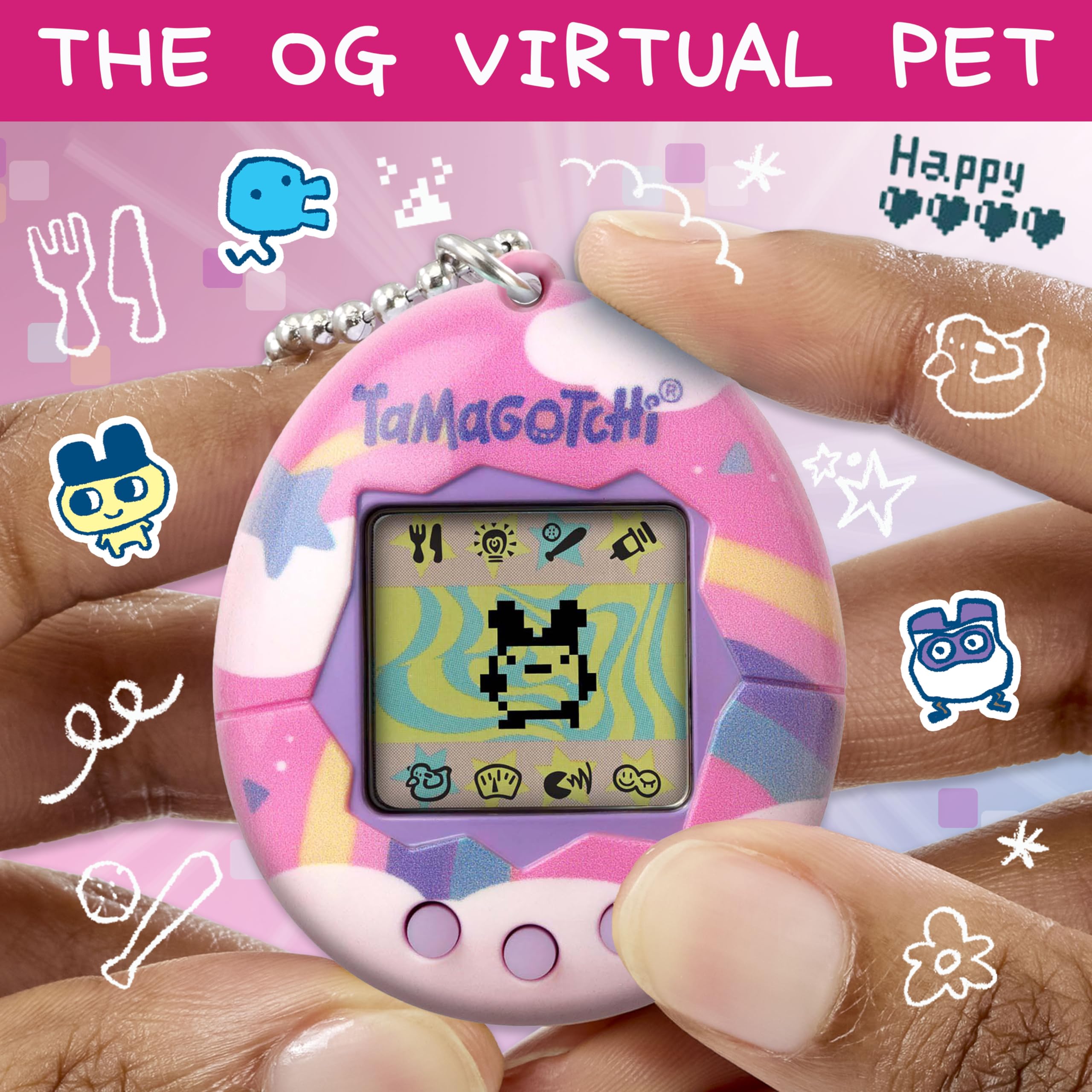 Tamagotchi Bandai Original Dreamy Shell Original Cyber Pet 90s Jouet pour Adultes et Enfants avec chaîne | Les Animaux virtuels rétro sont d'excellents Jouets pour garçons et Filles ou Cadeaux pour