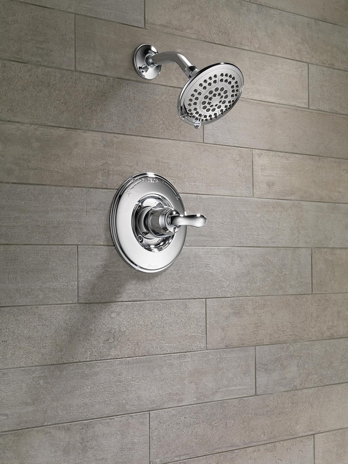 Delta Faucet Linden 14 Series Single-Function Shower Faucet Set, 5-Spray Touch-Clean Shower Head, Chrome Shower Faucet, Delta Shower Trim Kit, Chrome T14294 (Valve Not Included)