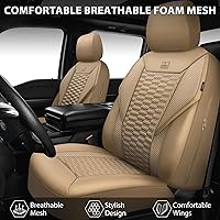 Vista 2 de CAR PASS Juego completo de fundas para asientos de coche de malla de espuma 3D de cuero, fundas para asientos de coche de malla transpirable