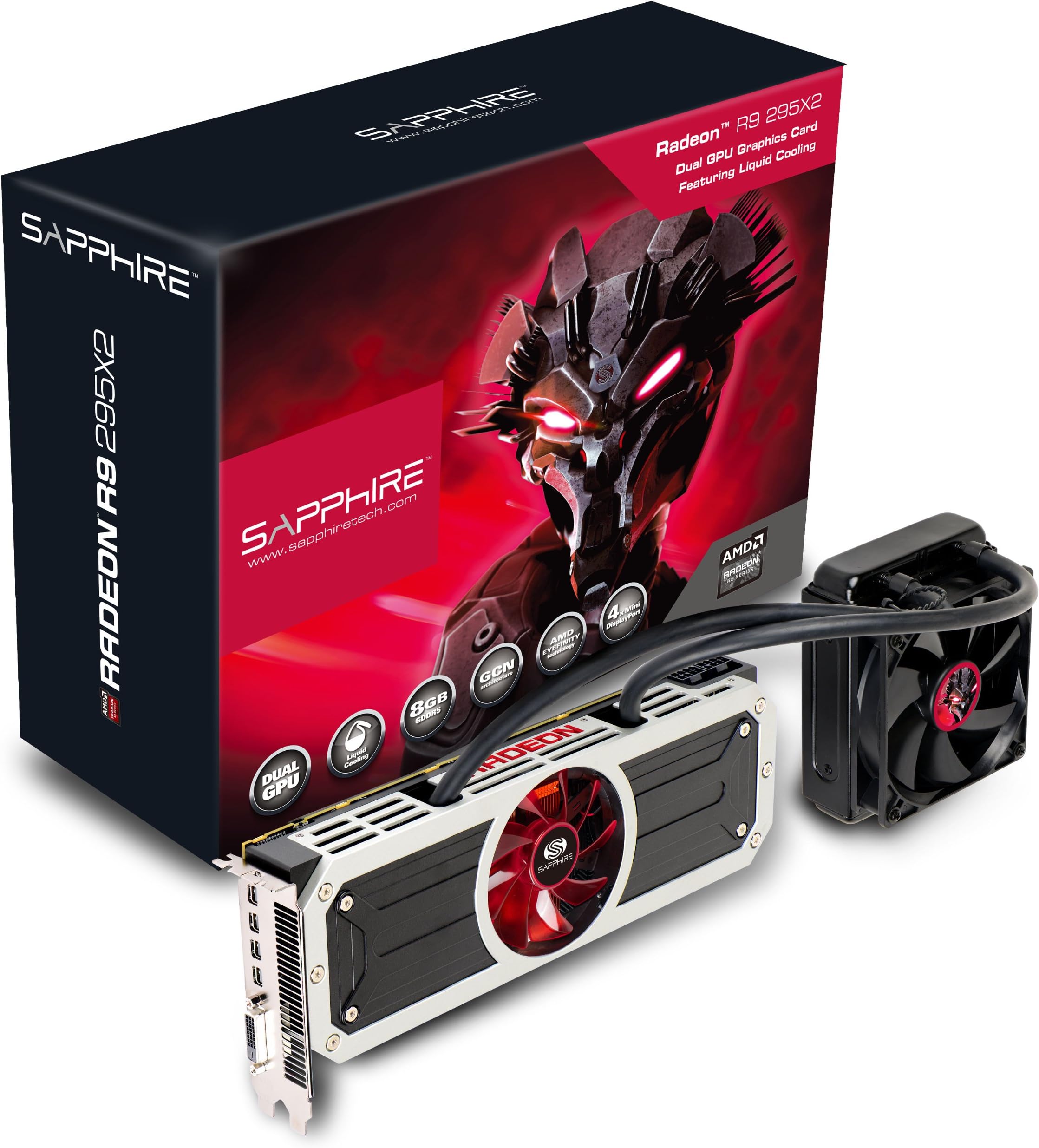 Sapphire Radeon R9 295X2 8GB GDDR5 DVI-D Quad Mini DP PCI-Express Graphics Card 21234-00-40G