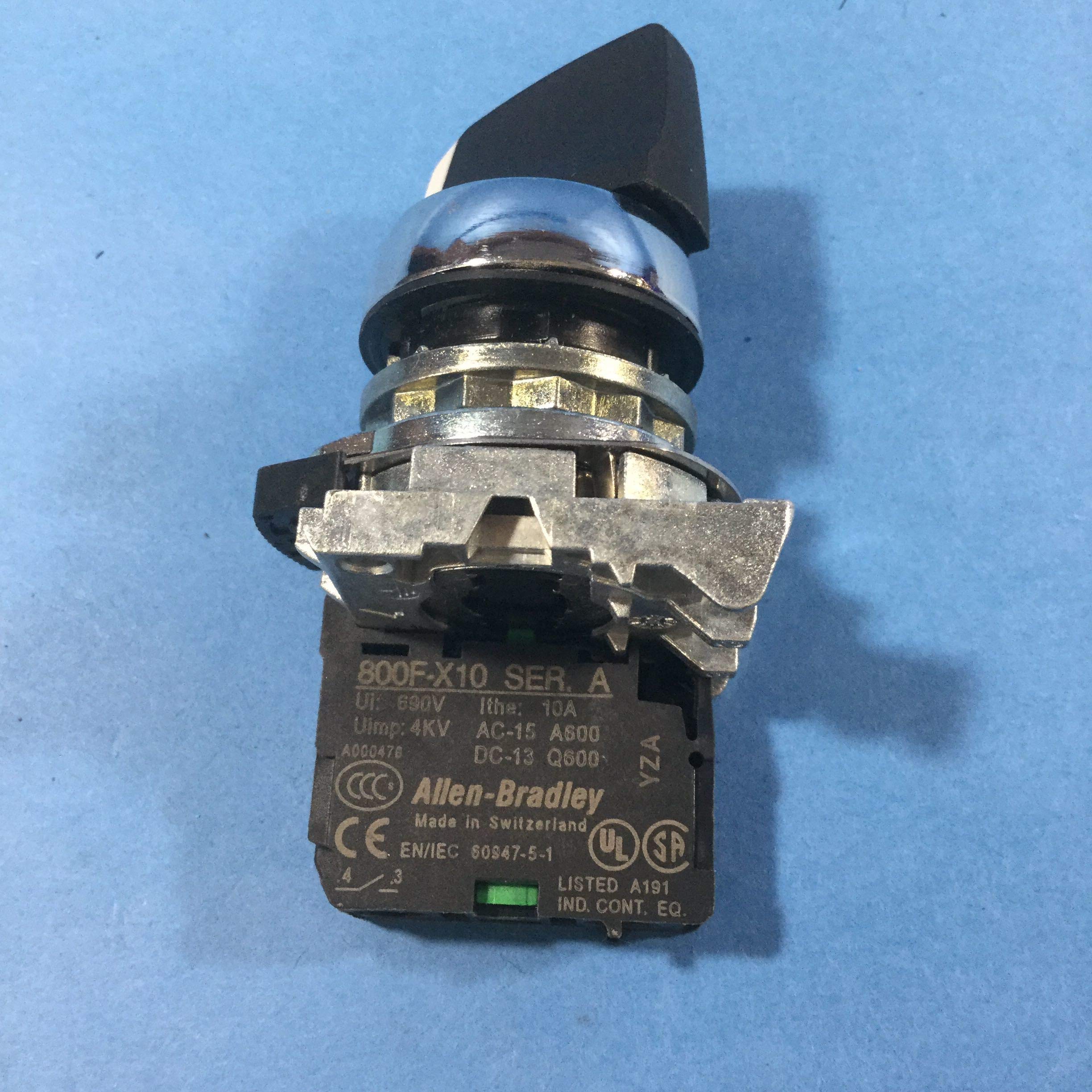 Allen-Bradley 800F-X10 Contact Block, 600V, 10A, 1-NO: Electronic