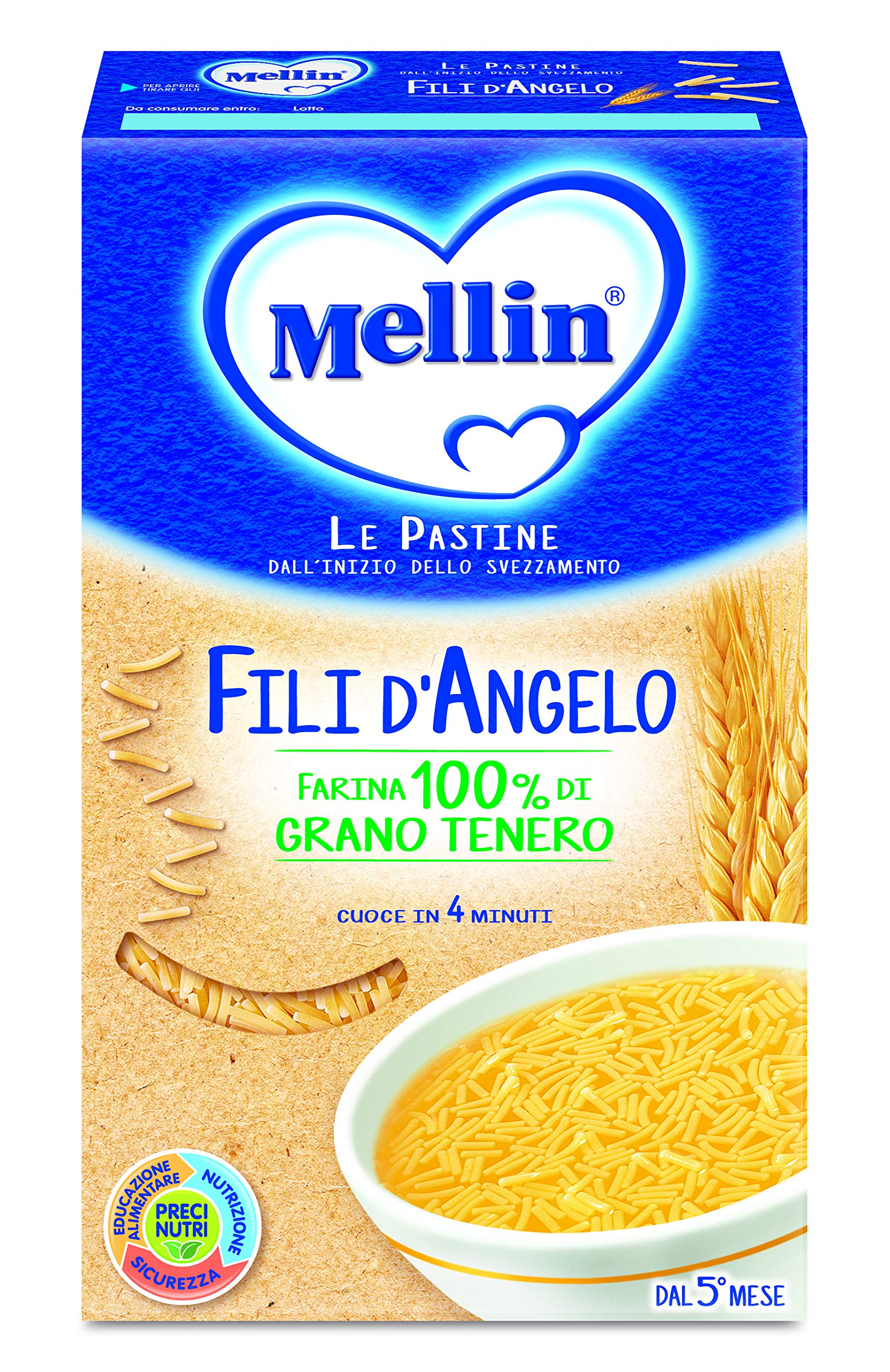 Mellin Pastina Fili D'Angelo Con Farina Di Grano Tenero, 320 g, Confezione da 12 - 4