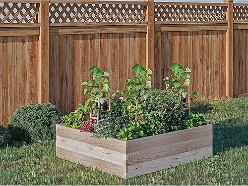 Miniatura 4 de CedarCraft Cama de jardín elevada de cedro (36 x 36 x 10.5 pulgadas de alto): crea el entorno de cultivo ideal para tu jardín. Se monta en minutos y