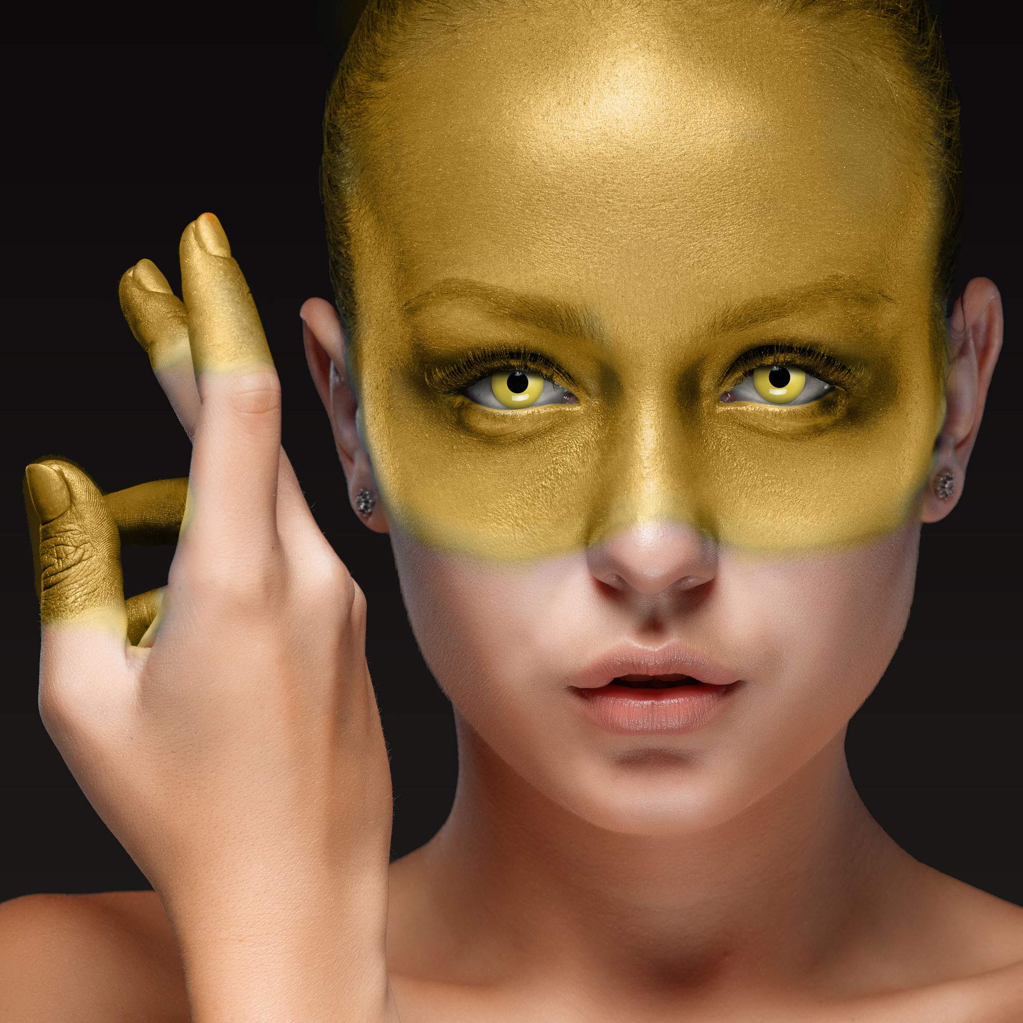 aricona Soczewki kontaktowe - żółte soczewki kontaktowe kolorowe - Yellow Fear - Halloween soczewki kontaktowe bez siły na Halloween i imprezy kostiumowe