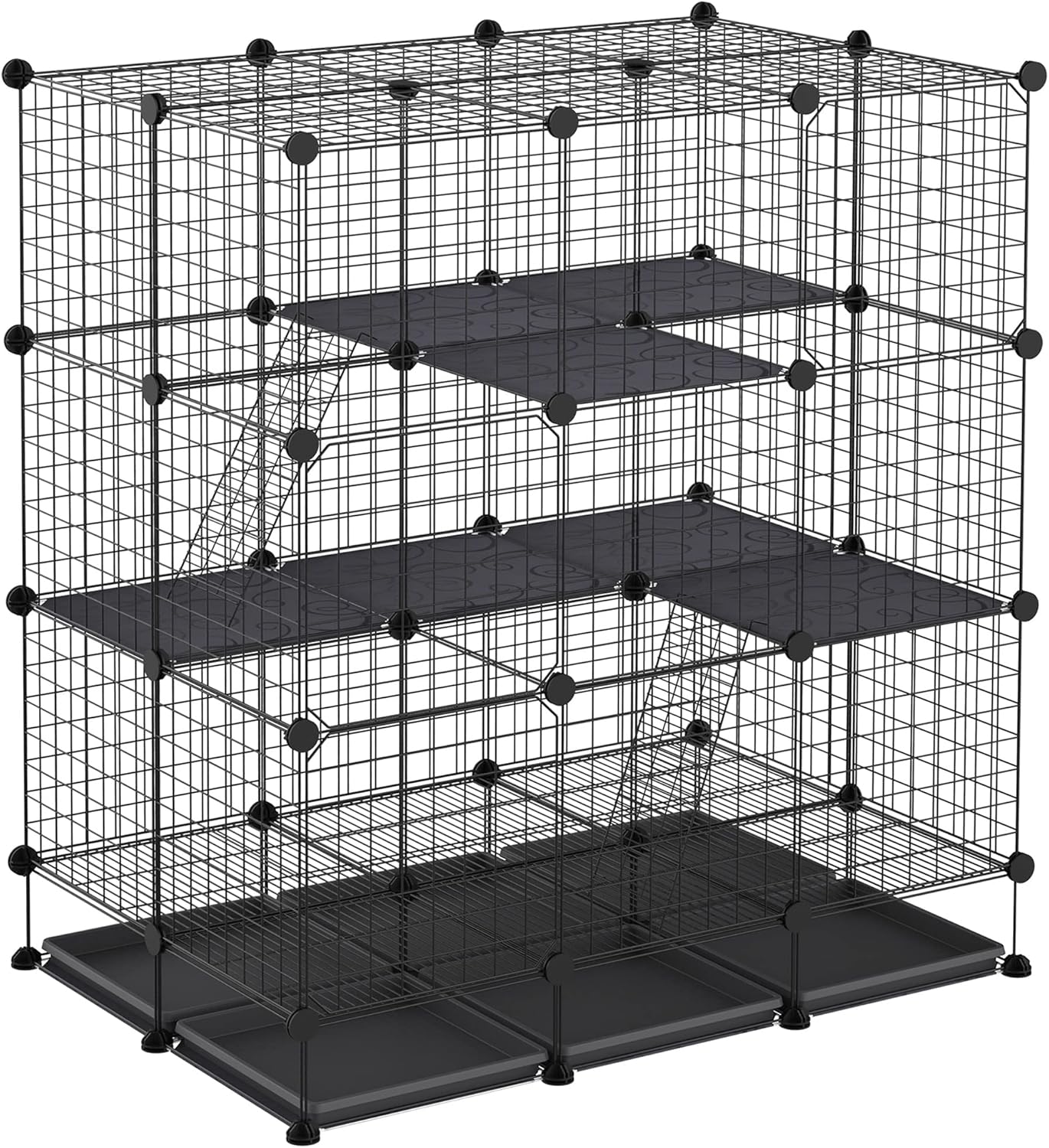 PawHut 3 Level DIY Pet Playpen Metal Small Animal Cage Rabbit Ferret