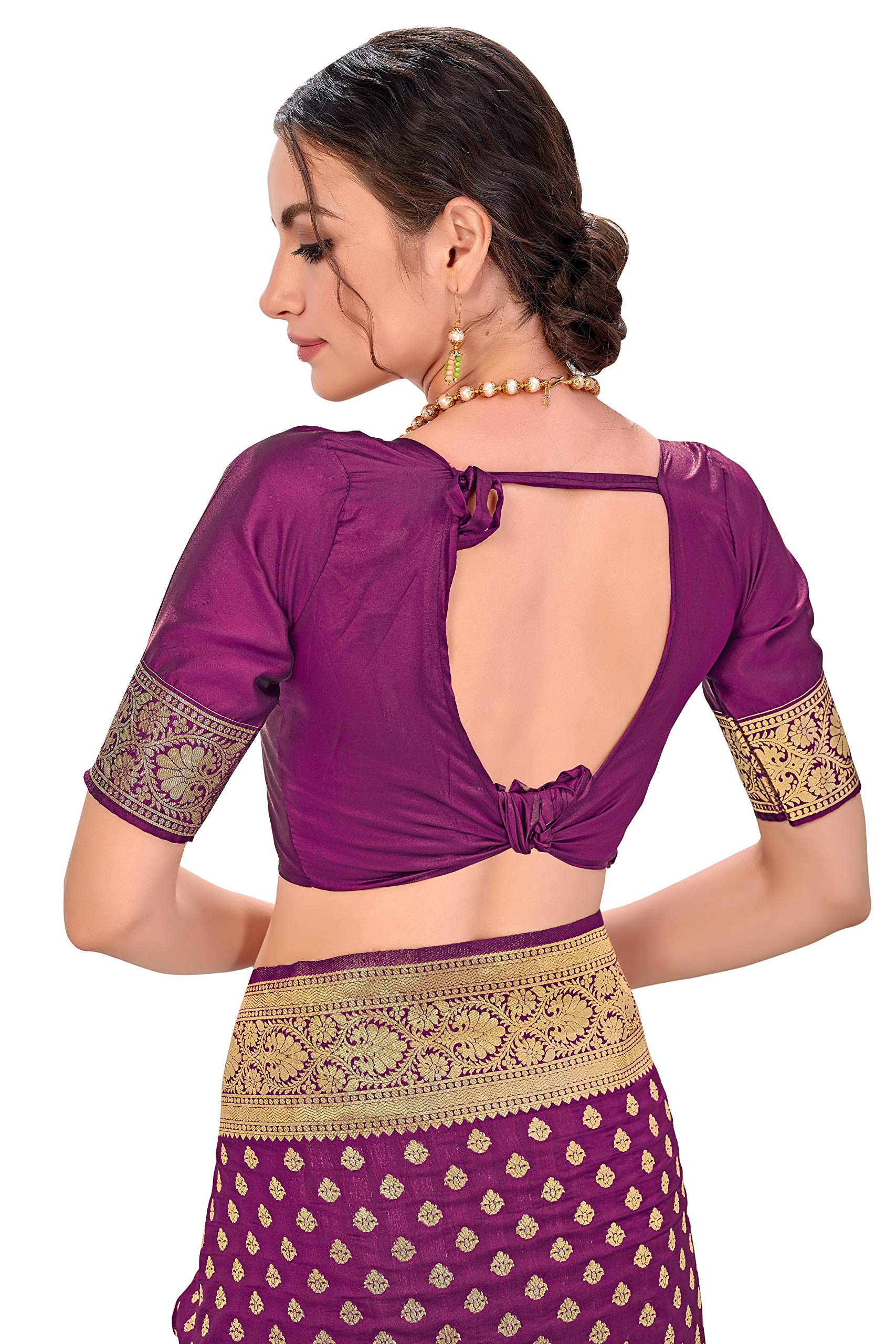 Glory Sarees Women's Woven Pure Soft Kanjivaram Silk Saree Banarasi Style With Blouse Piece for Wedding (kara128_Wine) 4